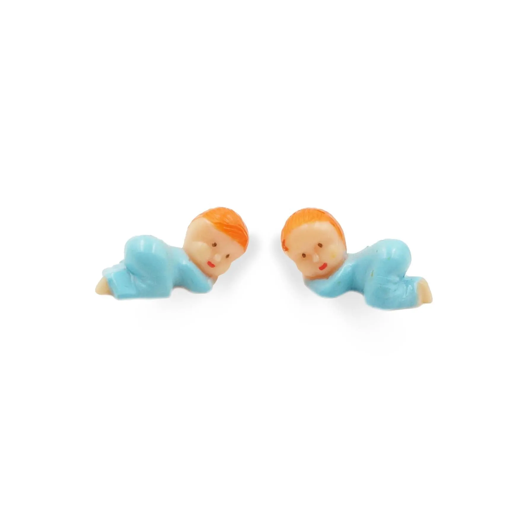 12 Miniature 1 inch Red Hair Baby Figurines Favors Decor