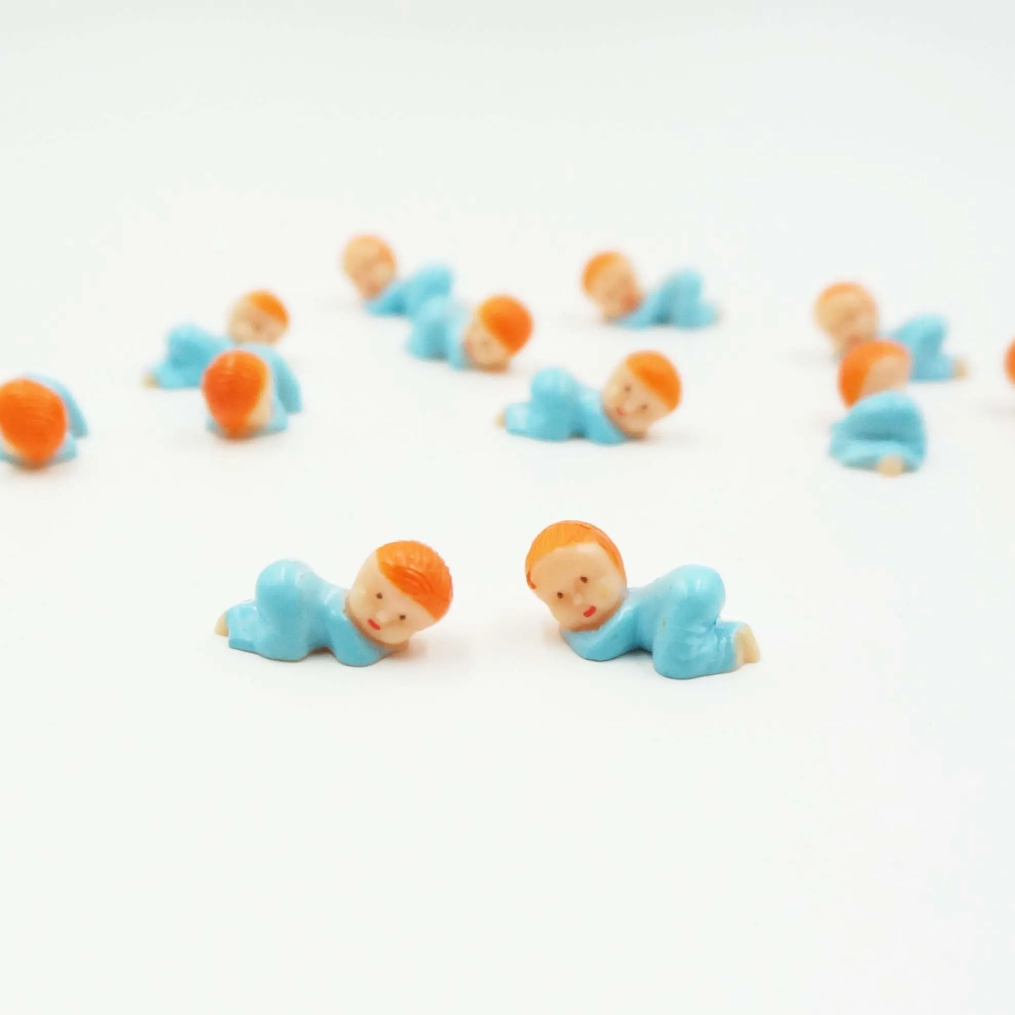 12 Miniature 1 inch Red Hair Baby Figurines Favors Decor