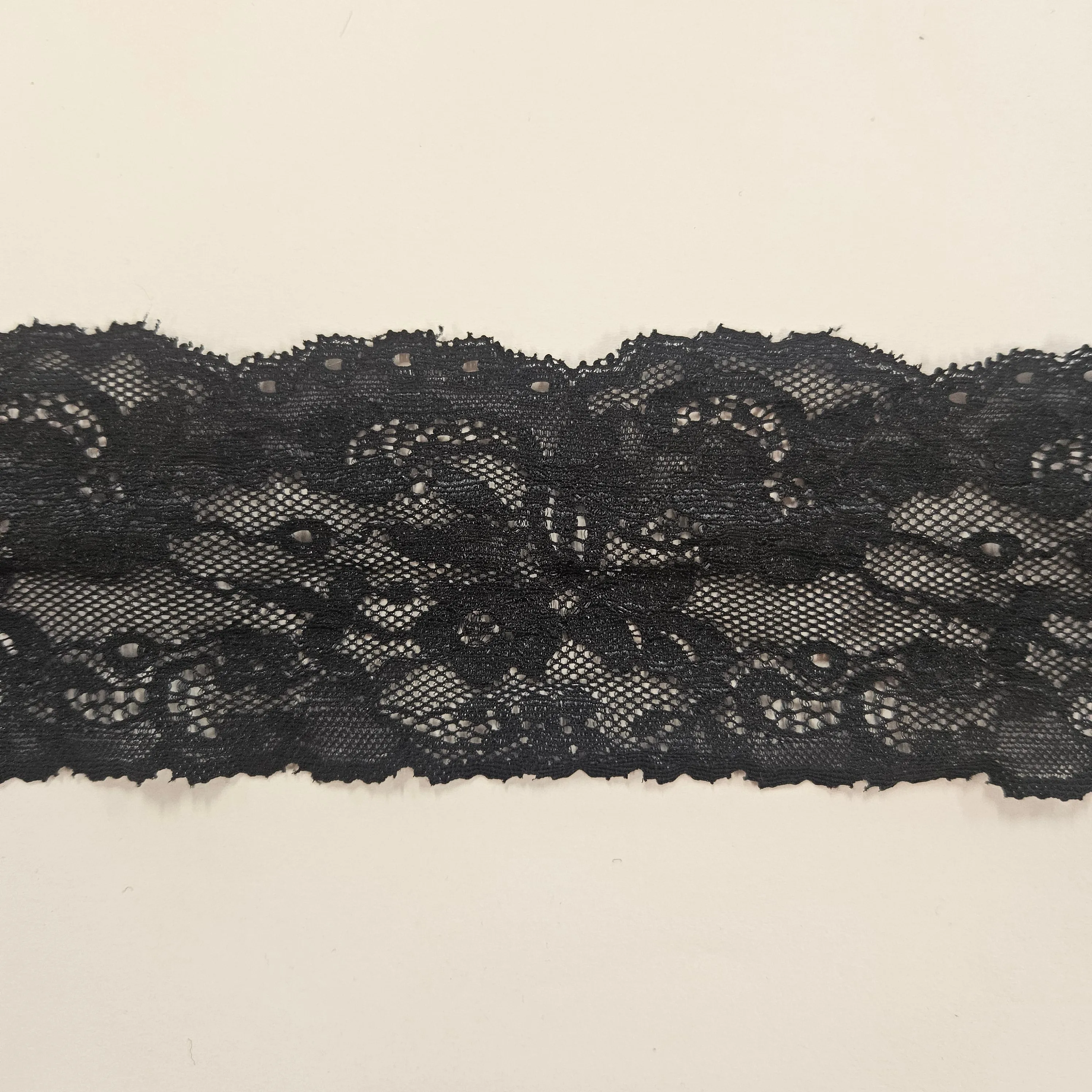 2 1/4" Black and Blue Floral Stretch Lace