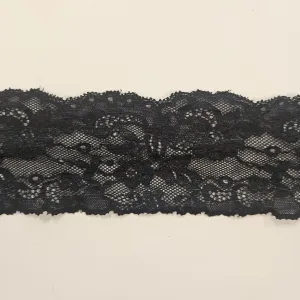 2 1/4" Black and Blue Floral Stretch Lace