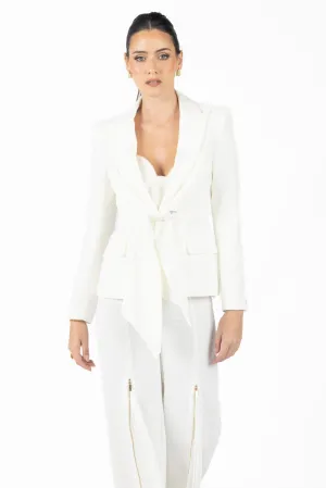 Alana White Pleated Blazer