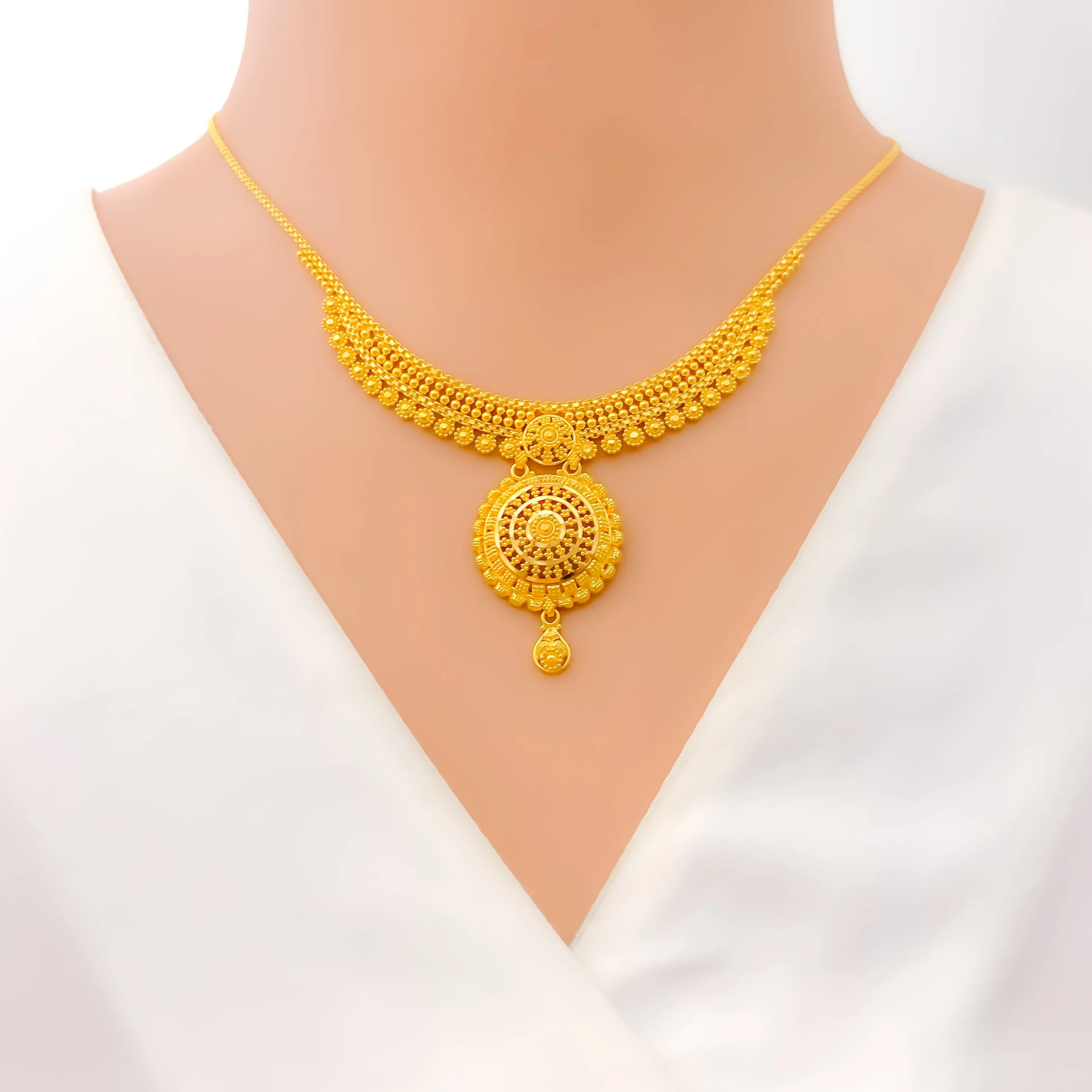 Alluring Elegant 22k Gold Curved Necklace Set
