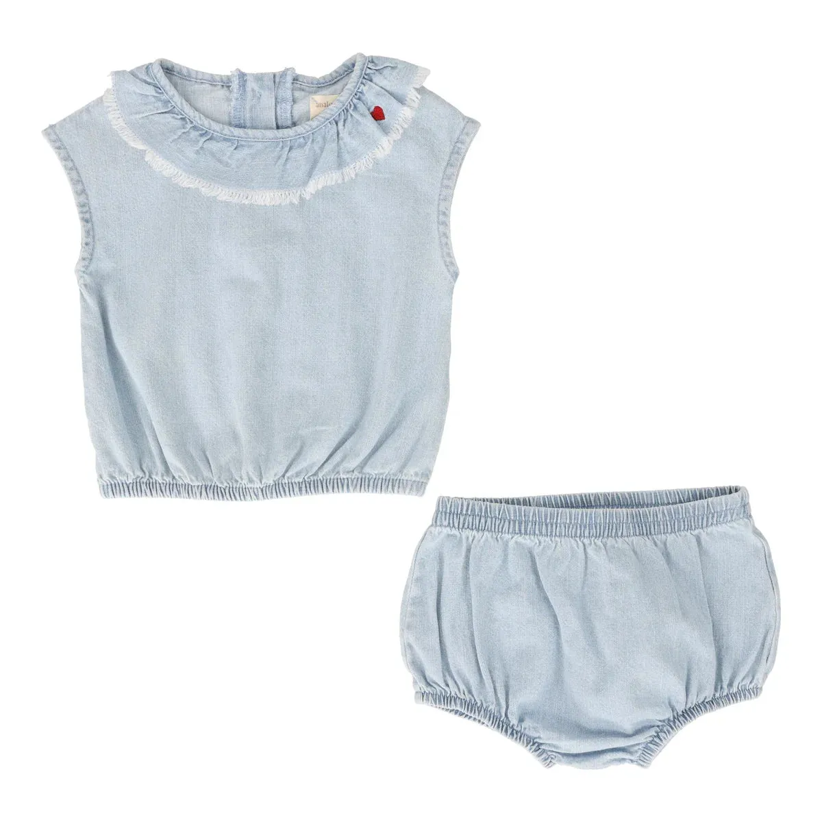 Analogie Girls Fringe Set - Light Wash (Lightweight Denim Collection)