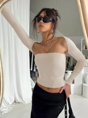 Artemis Cut-Out Long Sleeve Top - Neutral