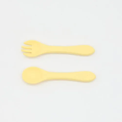 Baby Food Grade Complementary Food Training Silicone Spoon Fork Sets