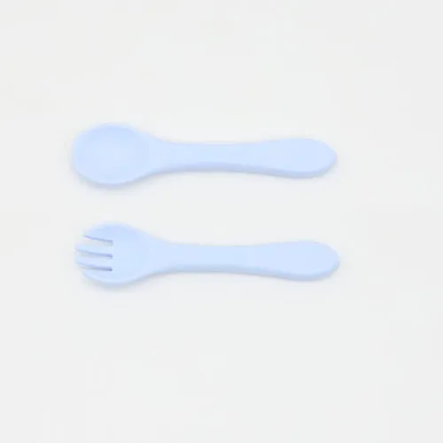 Baby Food Grade Complementary Food Training Silicone Spoon Fork Sets