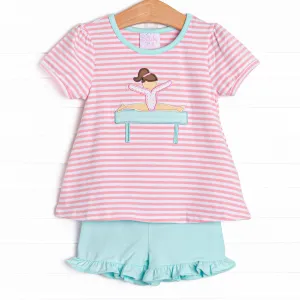 Balance Beam Applique Short Set, Pink