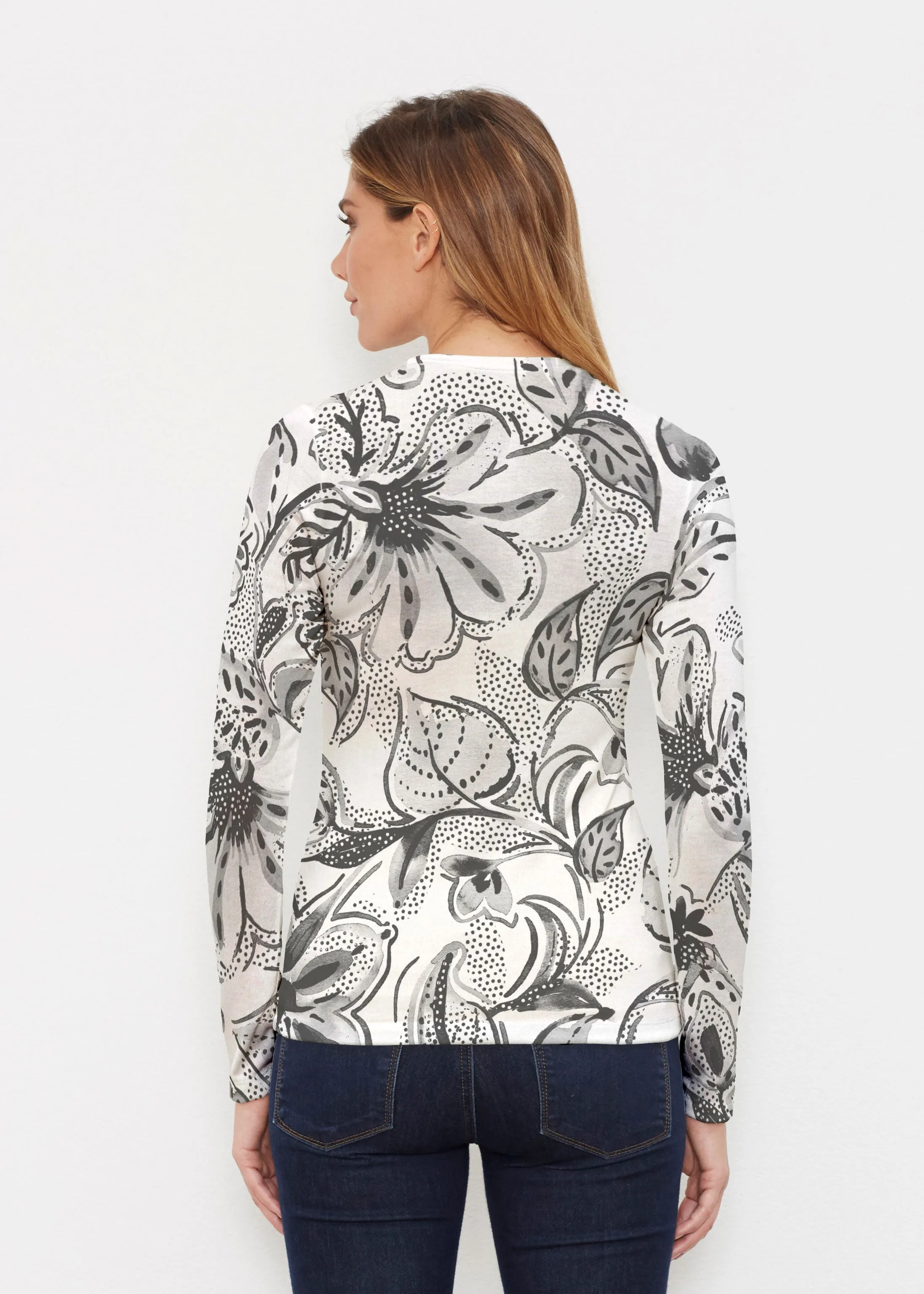 Baltic Watercolor Black (7697) ~ Butterknit Long Sleeve Crew Top