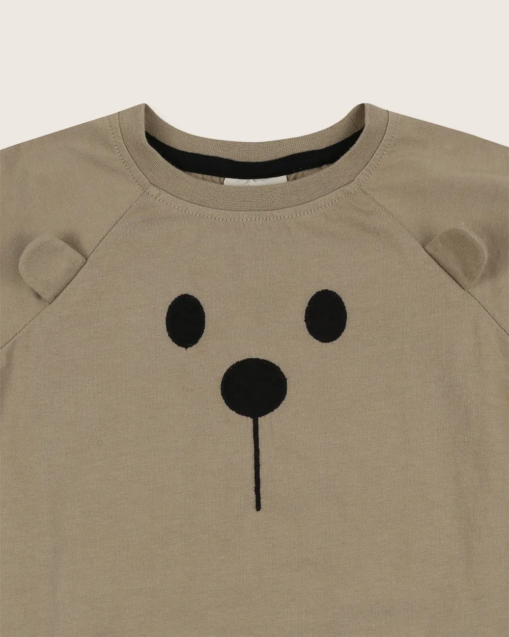Beige Bear Face Print Top