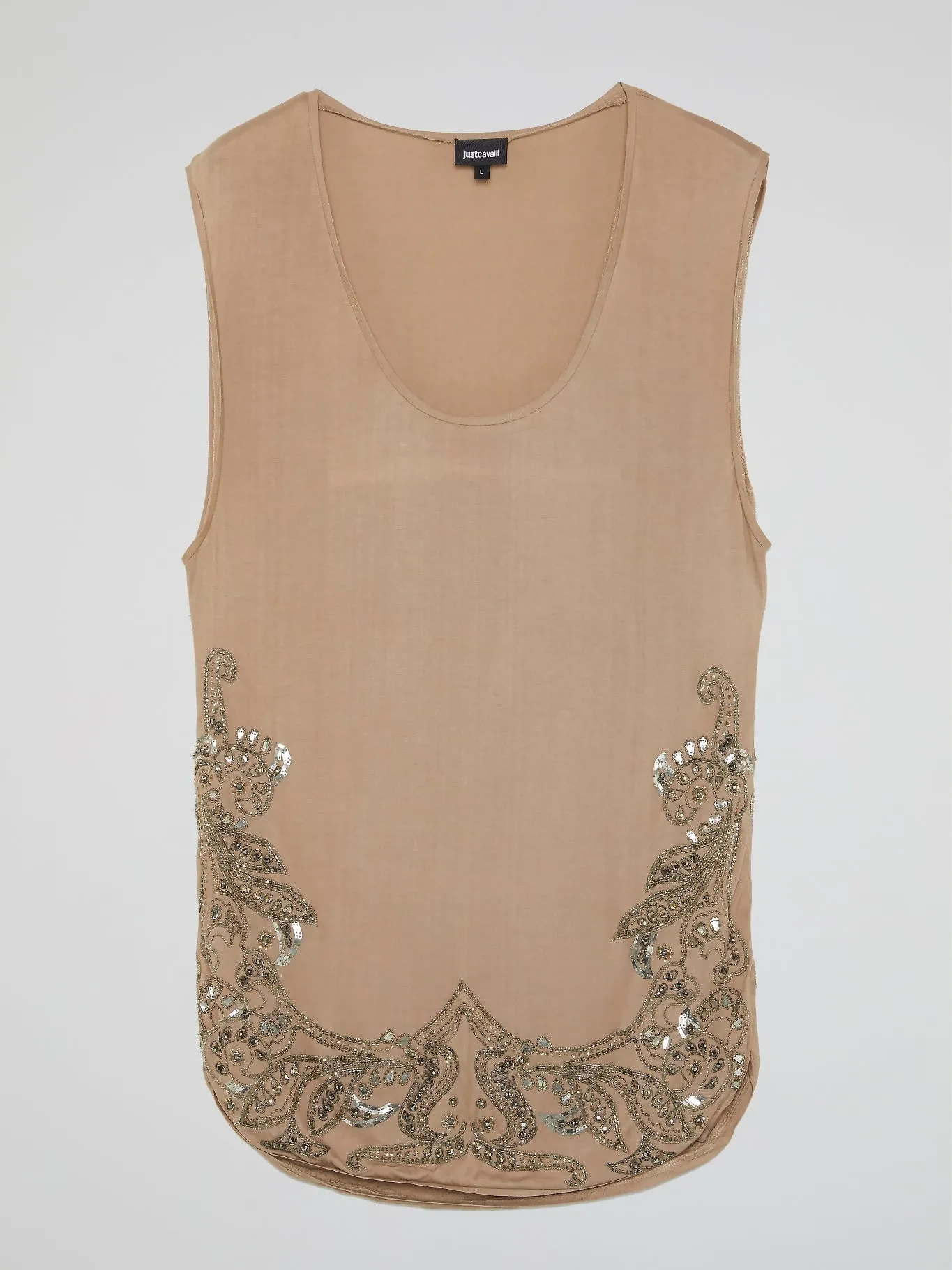 Beige Crystal Embellished Top