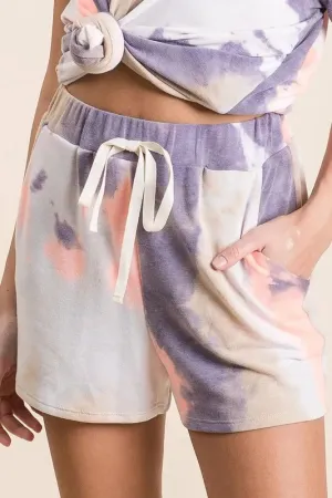 BiBi Tie Dye Terry Shorts with Drawstring