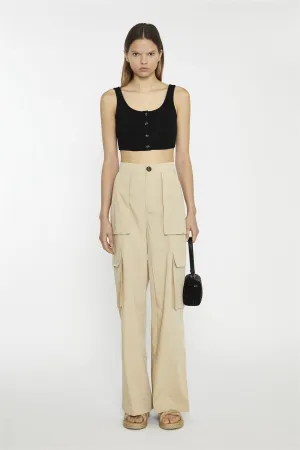 Black Button-Front Crop-Top
