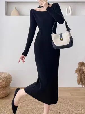 Black Full Sleeve Midi Dress