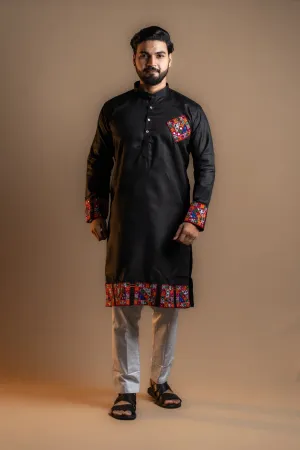 Black Kurta Navratri Set for Men