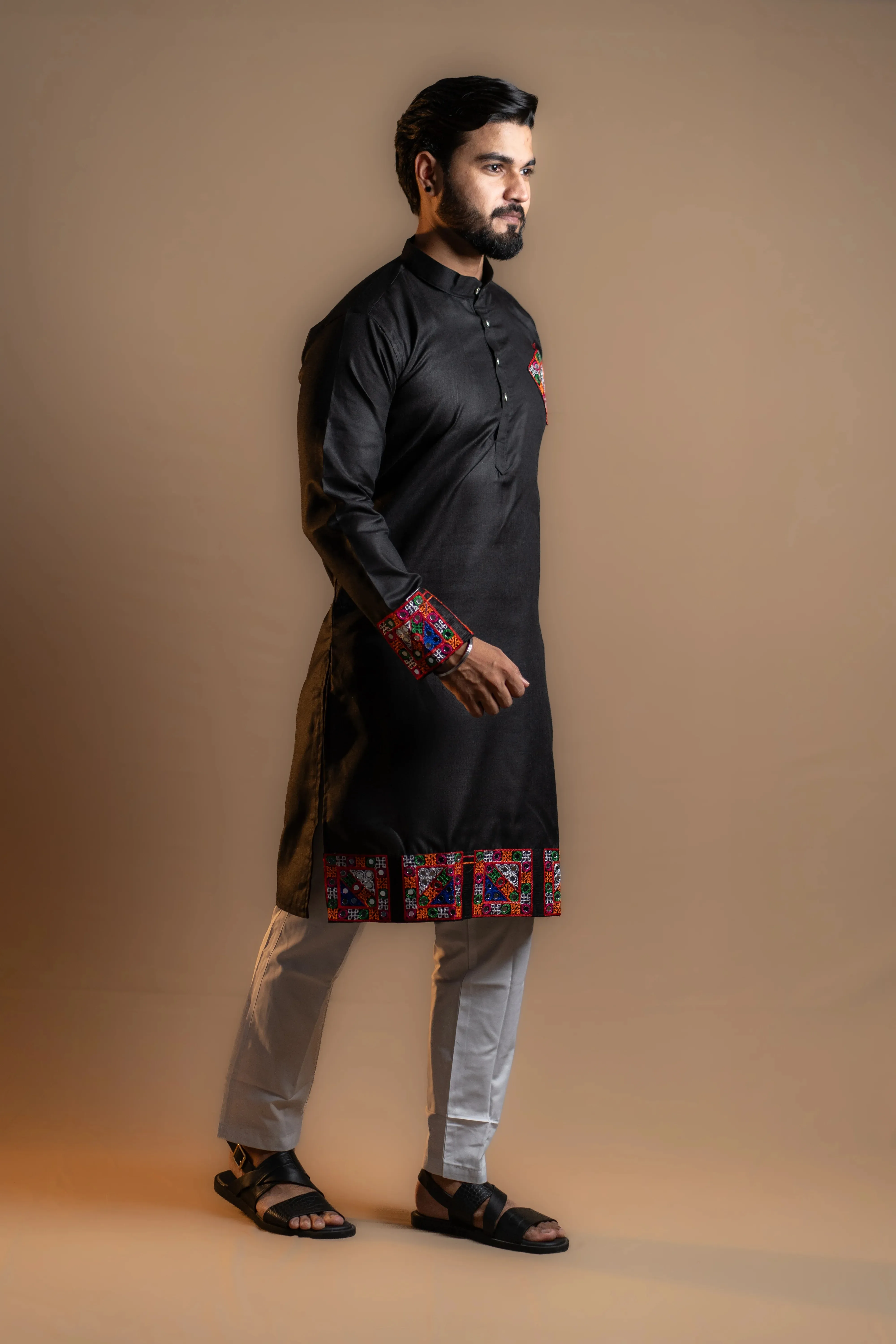 Black Kurta Navratri Set for Men