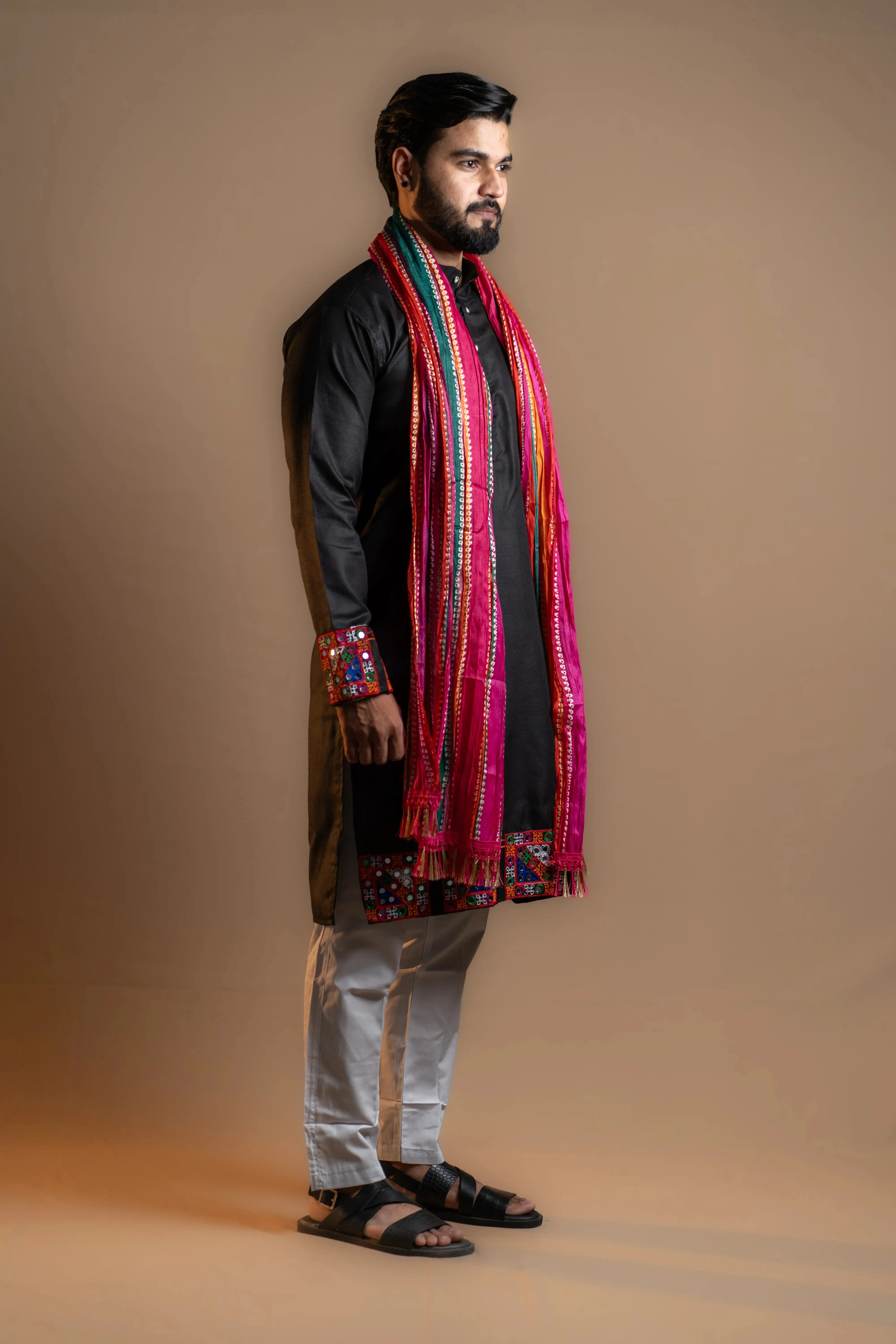 Black Kurta Navratri Set for Men