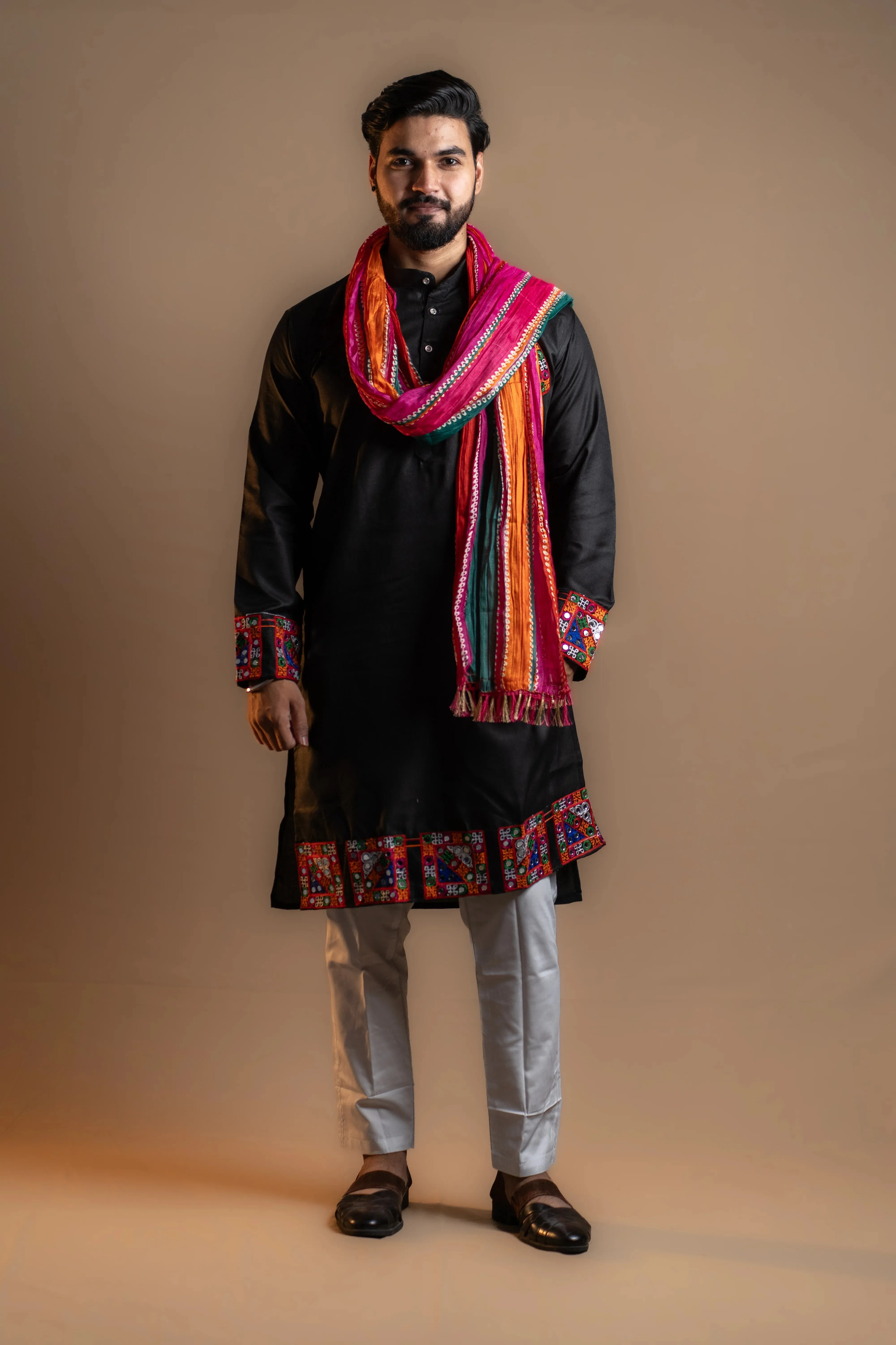 Black Kurta Navratri Set for Men