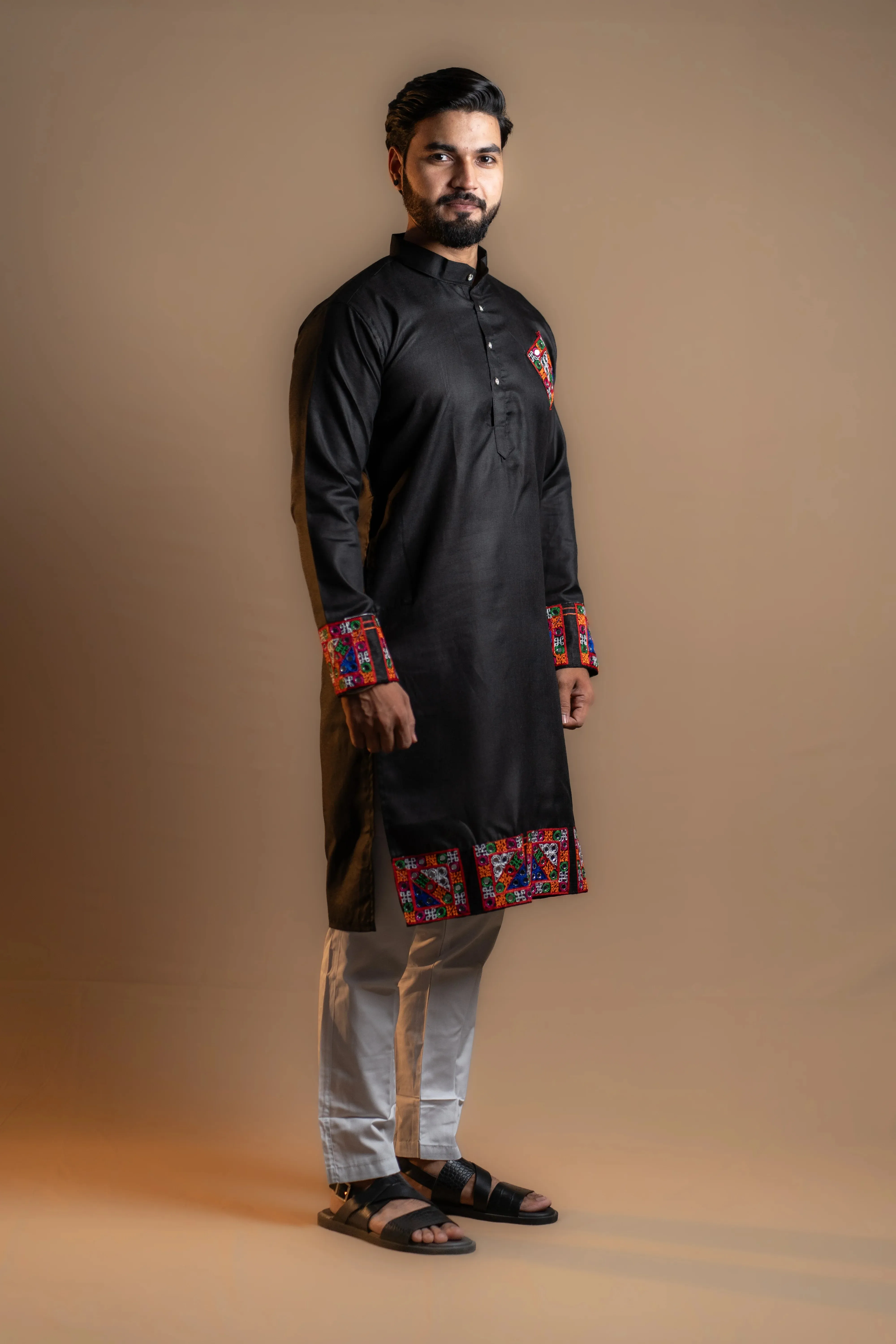 Black Kurta Navratri Set for Men