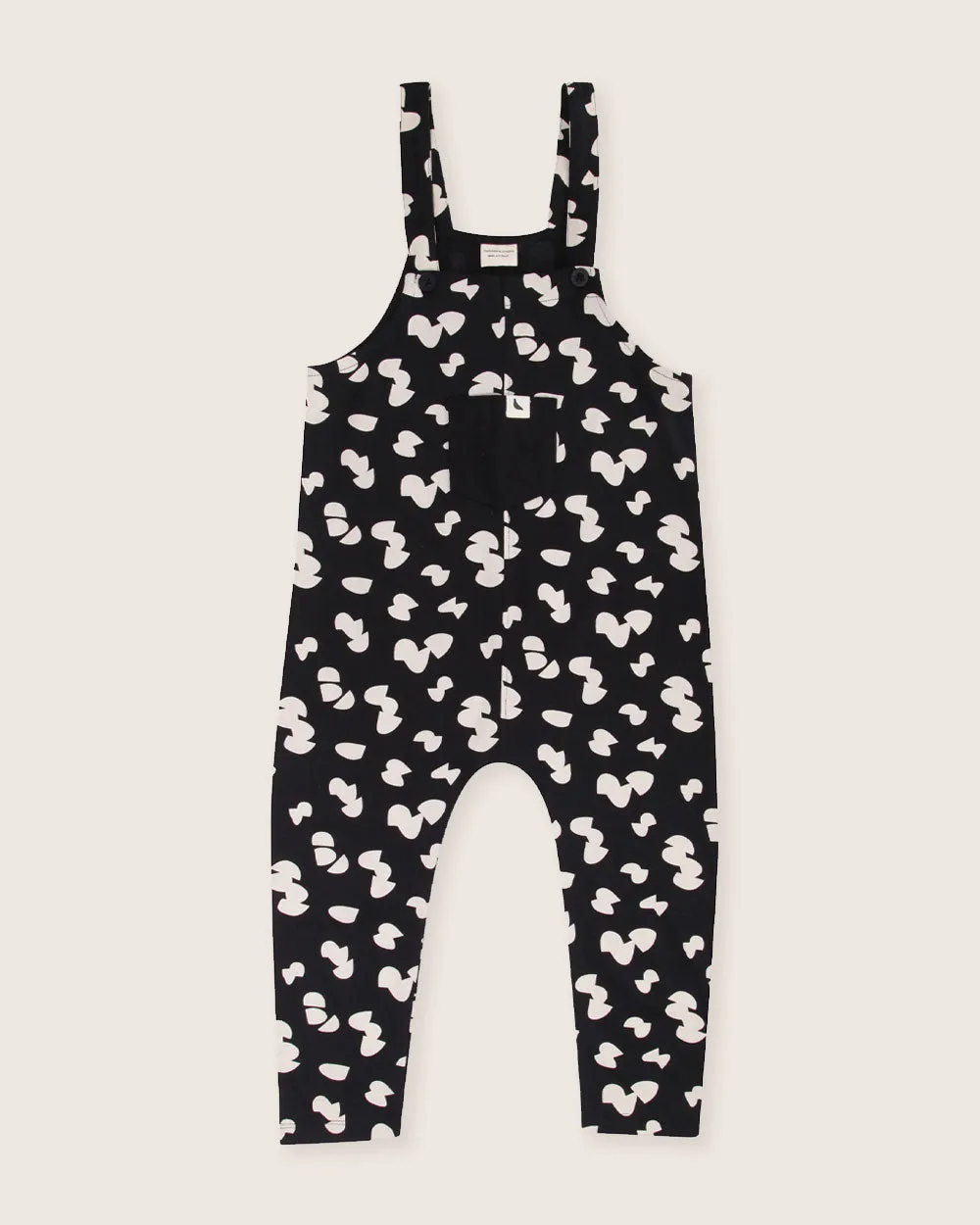 Black Popcorn Print Dungarees