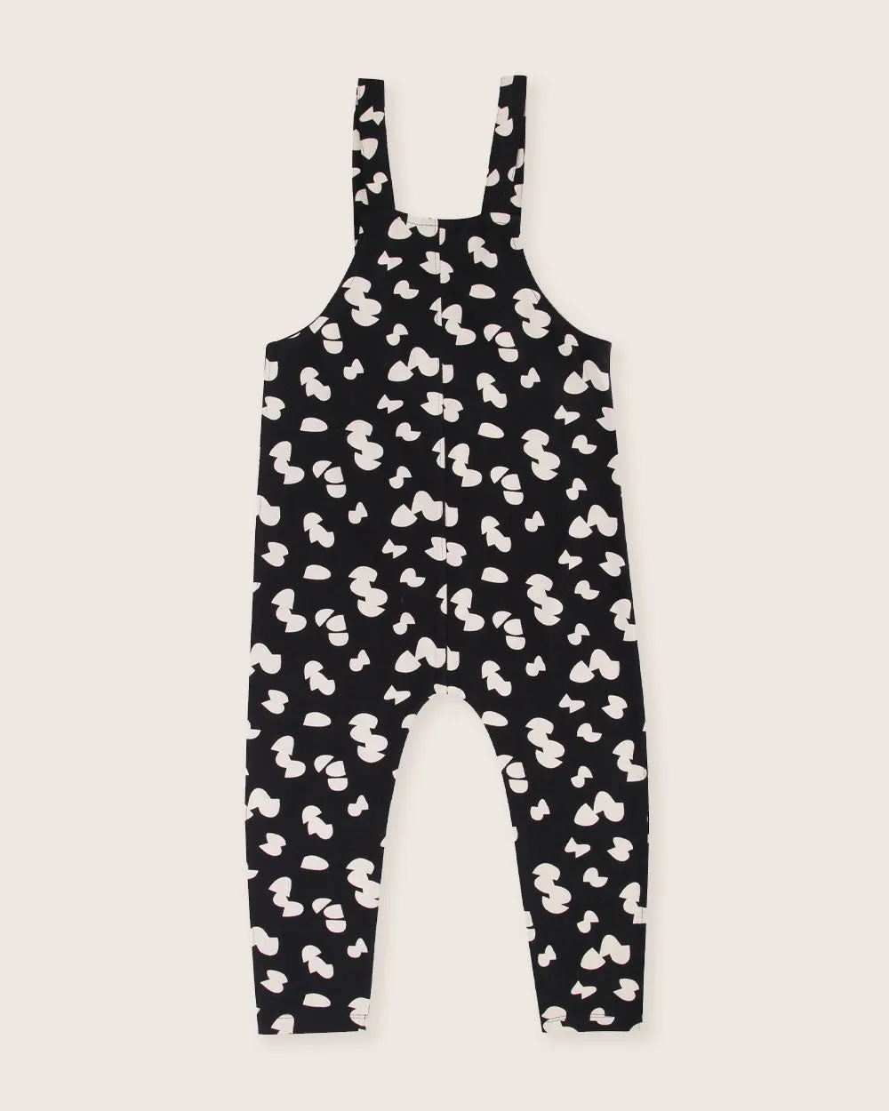Black Popcorn Print Dungarees