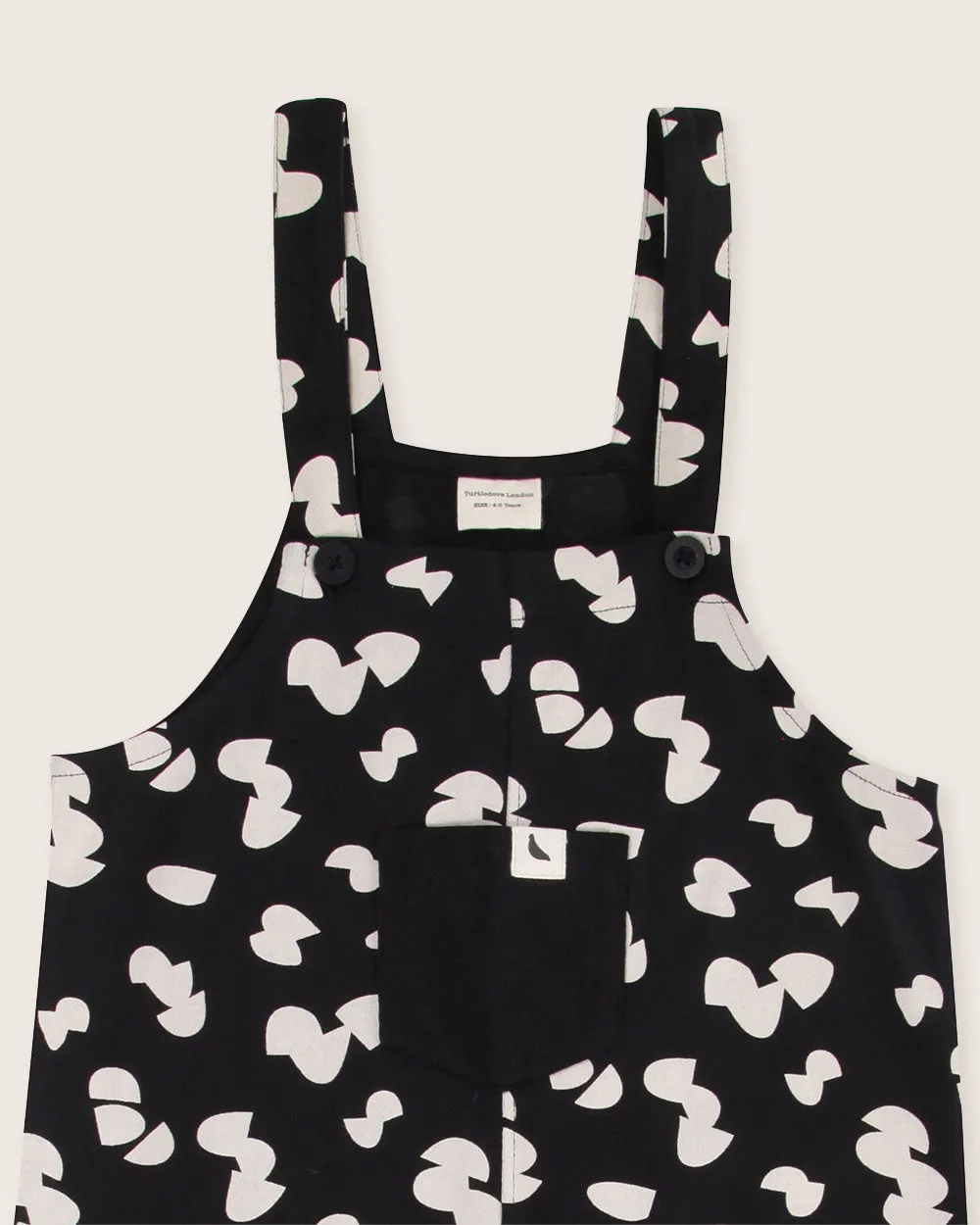 Black Popcorn Print Dungarees