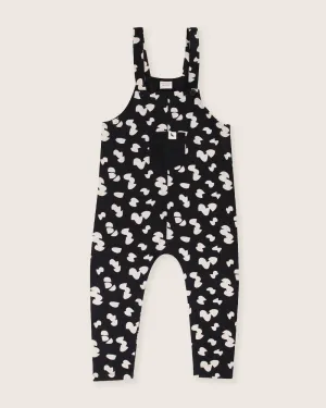 Black Popcorn Print Dungarees