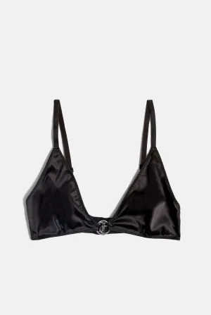 BLACK SATIN CHARM TRIANGLE BRA