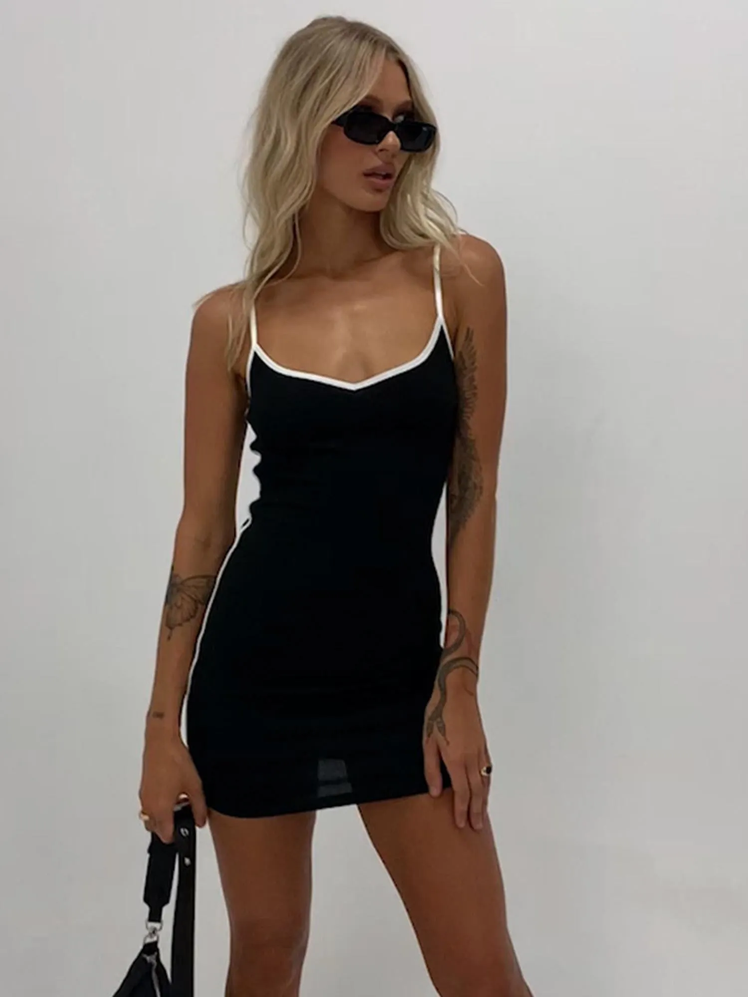 Black Spaghetti Strapped Mini Dress