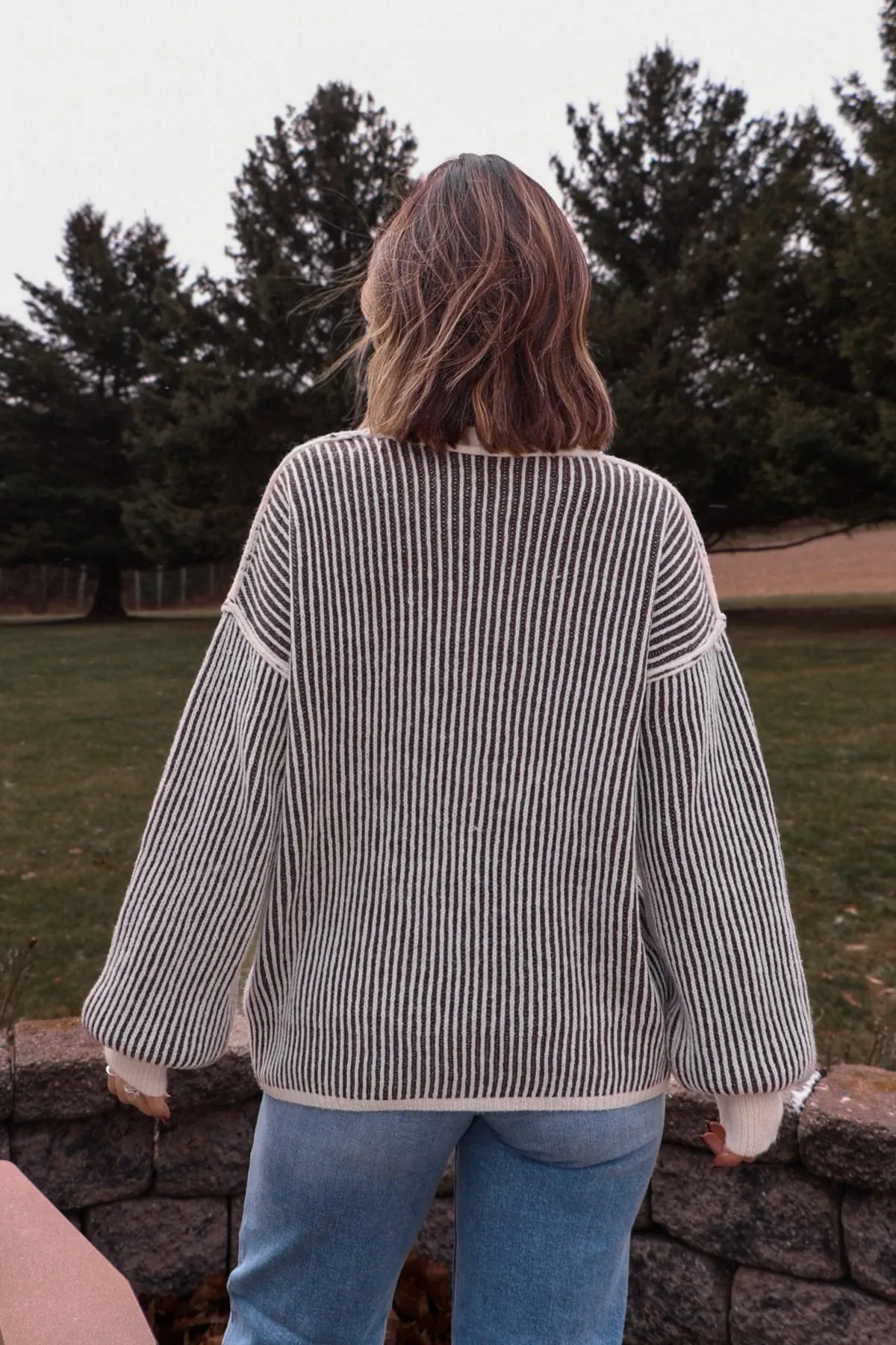 Black Striped Seam Detail Sweater-FINAL SALE