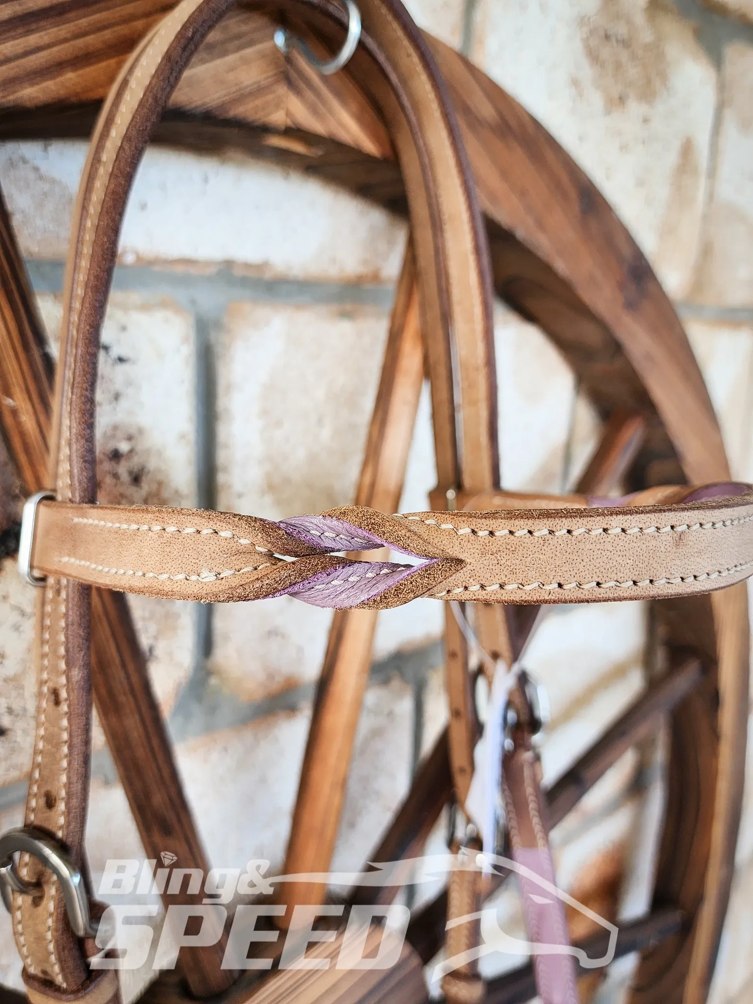 Bling & Speed Purple Twisted Bloodknot Bridle with matching Barrel Reins