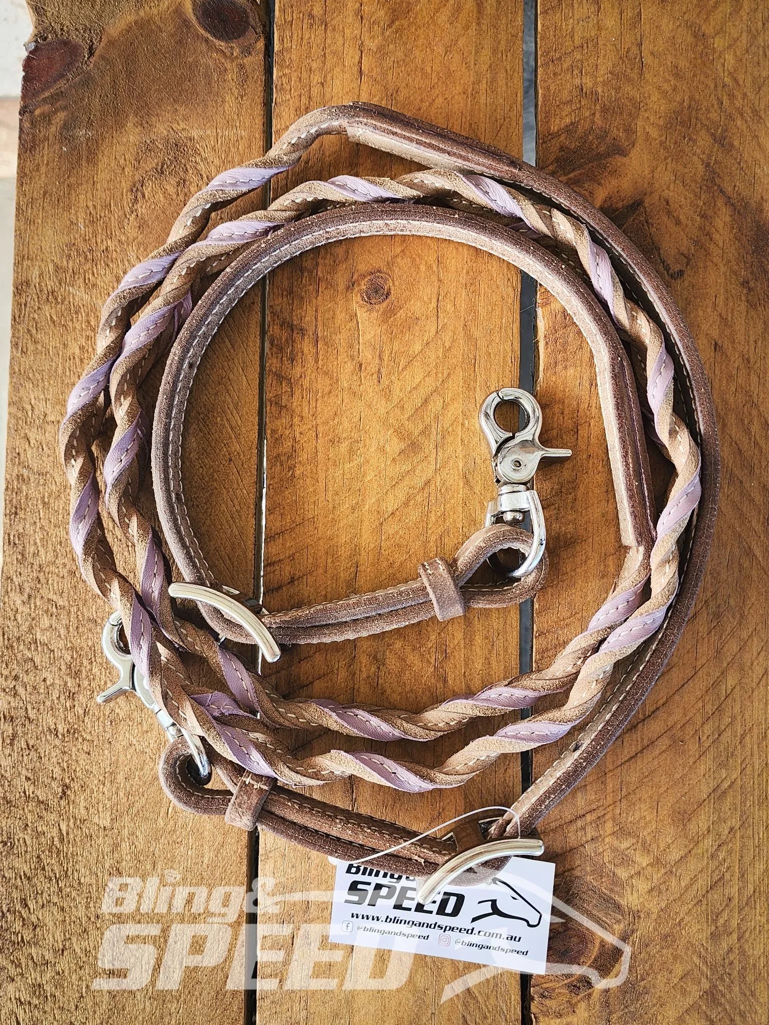 Bling & Speed Purple Twisted Bloodknot Bridle with matching Barrel Reins