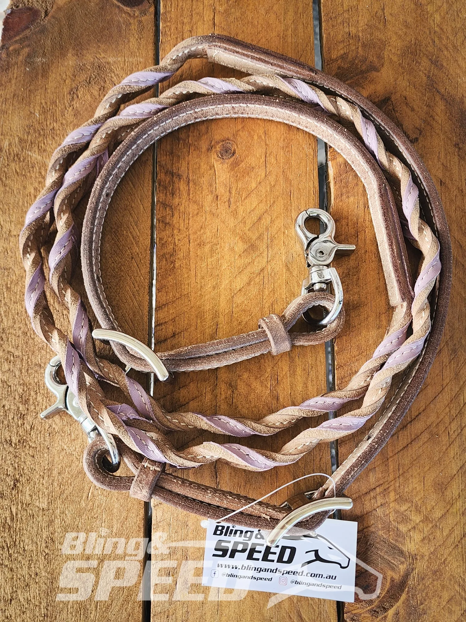 Bling & Speed Purple Twisted Bloodknot Bridle with matching Barrel Reins
