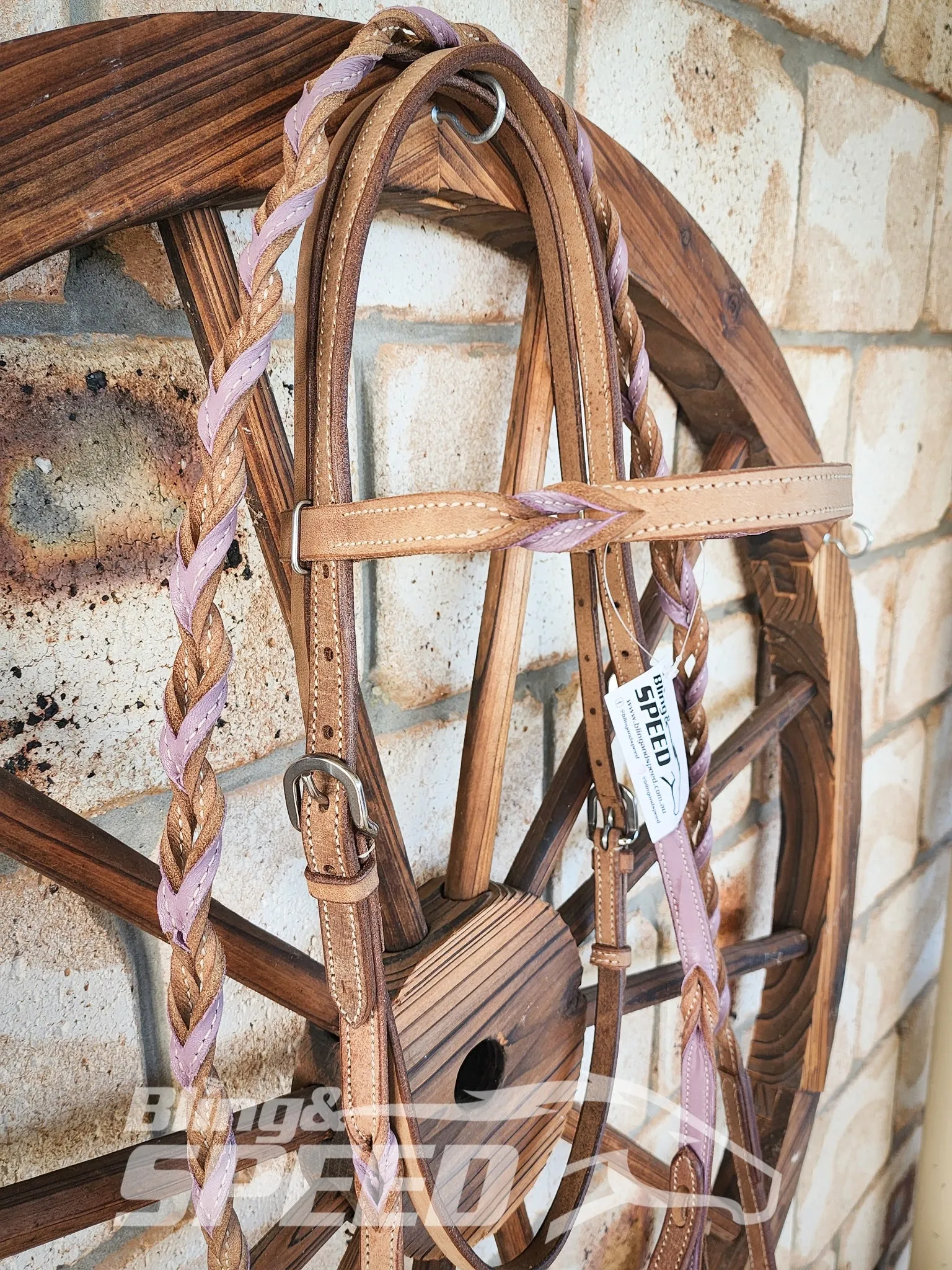 Bling & Speed Purple Twisted Bloodknot Bridle with matching Barrel Reins
