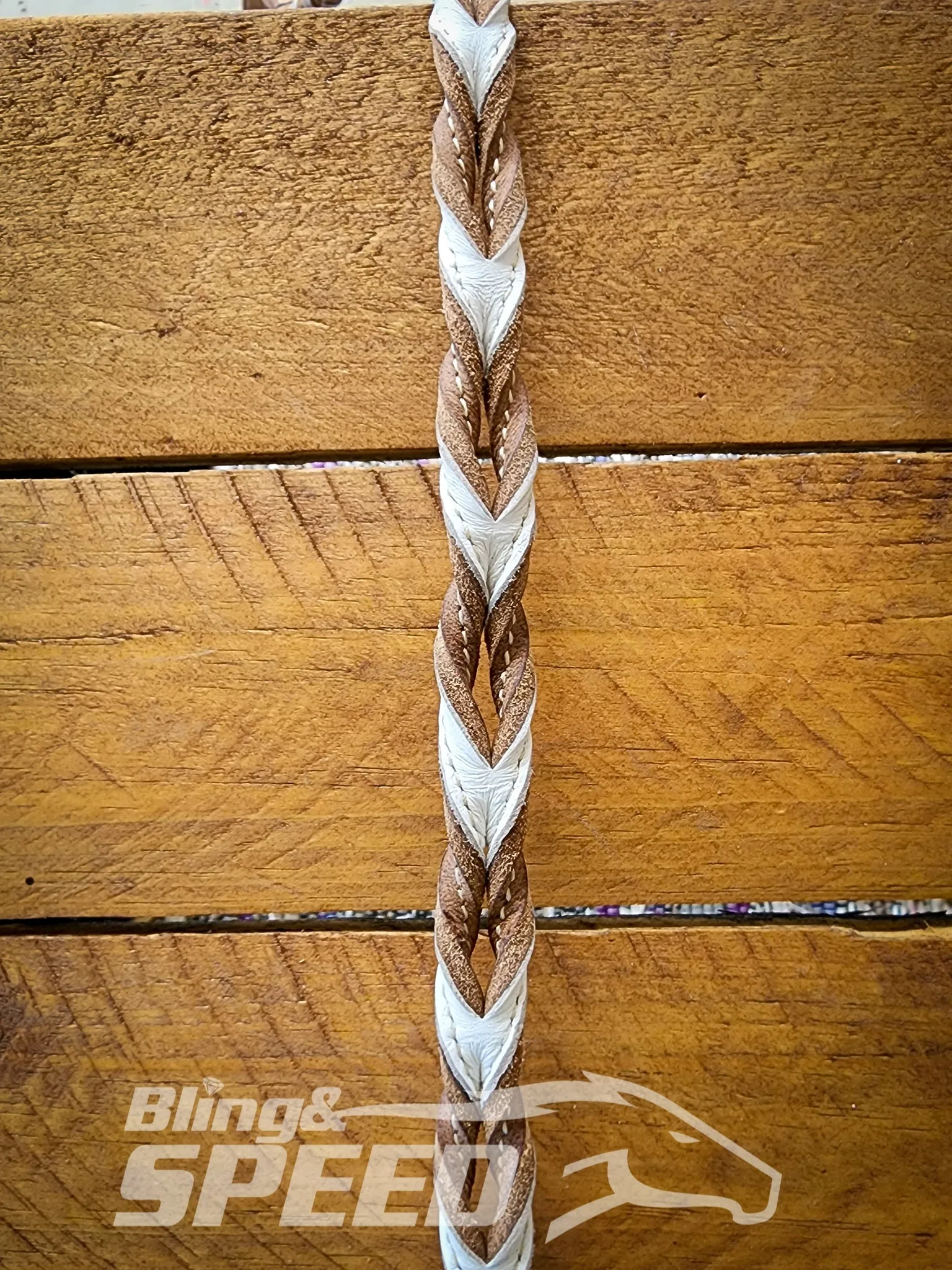 Bling & Speed White Twisted Bloodknot Bridle with matching Barrel Reins