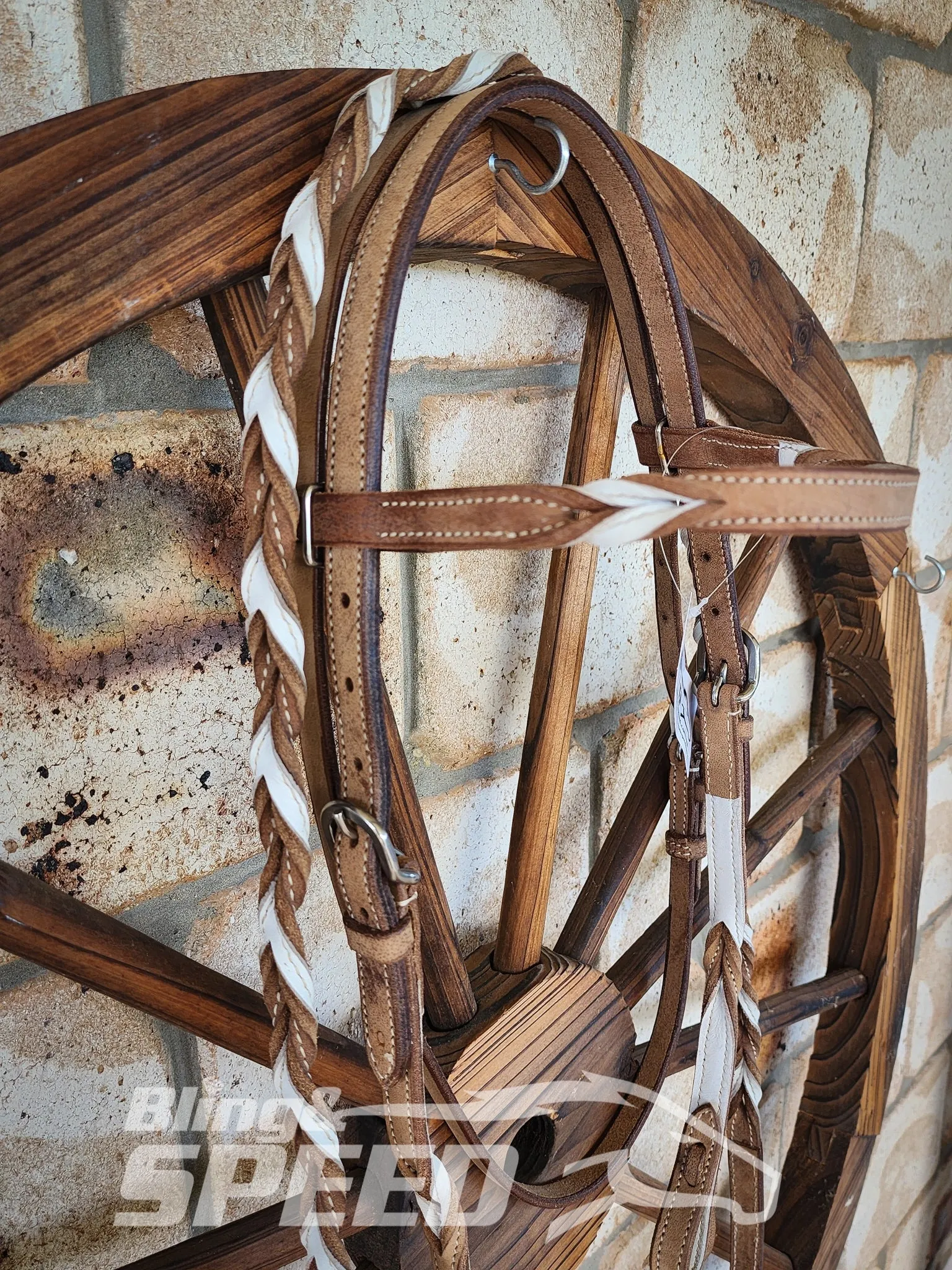 Bling & Speed White Twisted Bloodknot Bridle with matching Barrel Reins