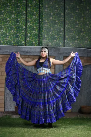 Block print skirt Beauty 4 Border skirt blue WLS