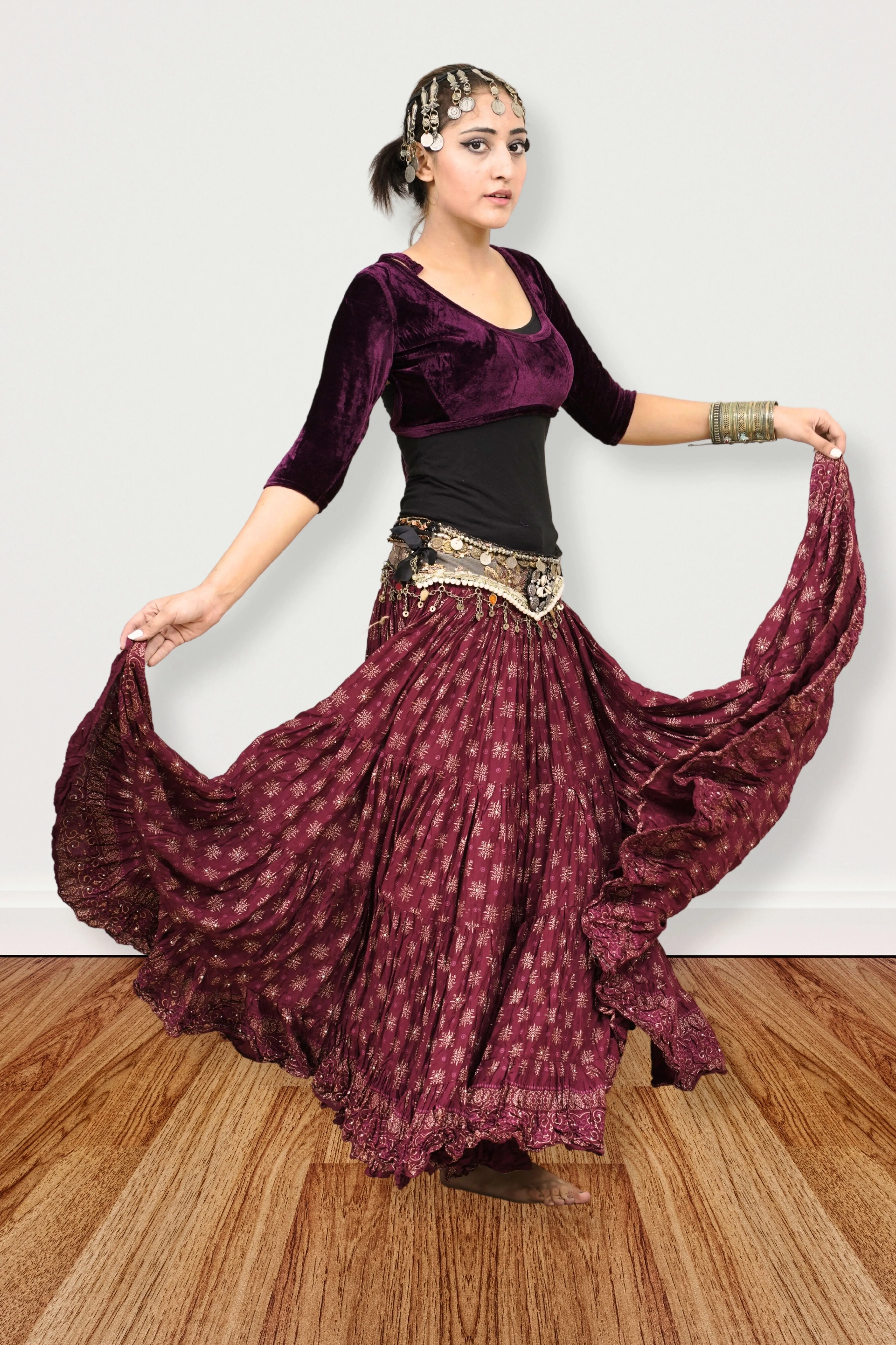 Block print skirt Burgundy WLS