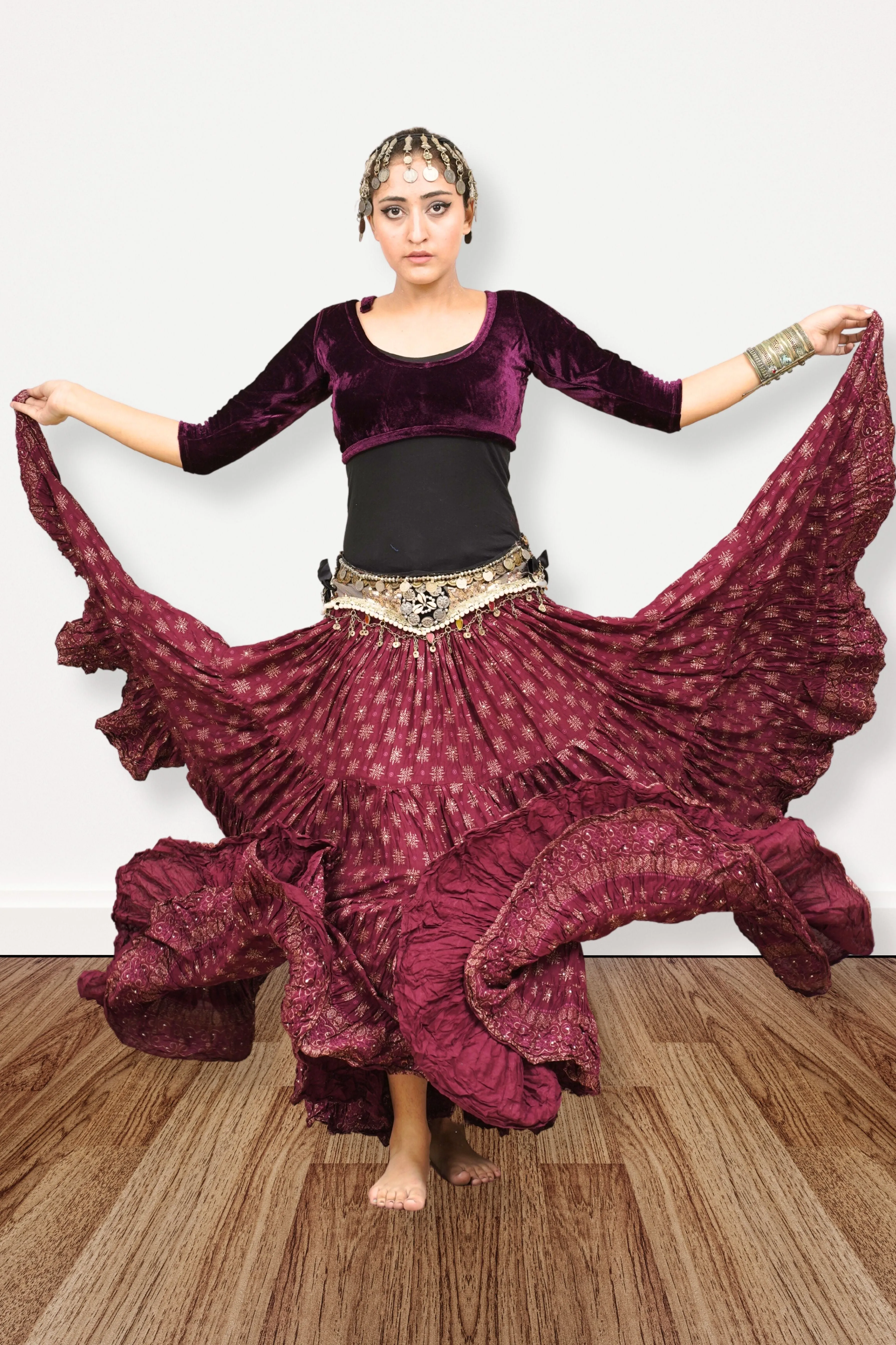 Block print skirt Burgundy WLS