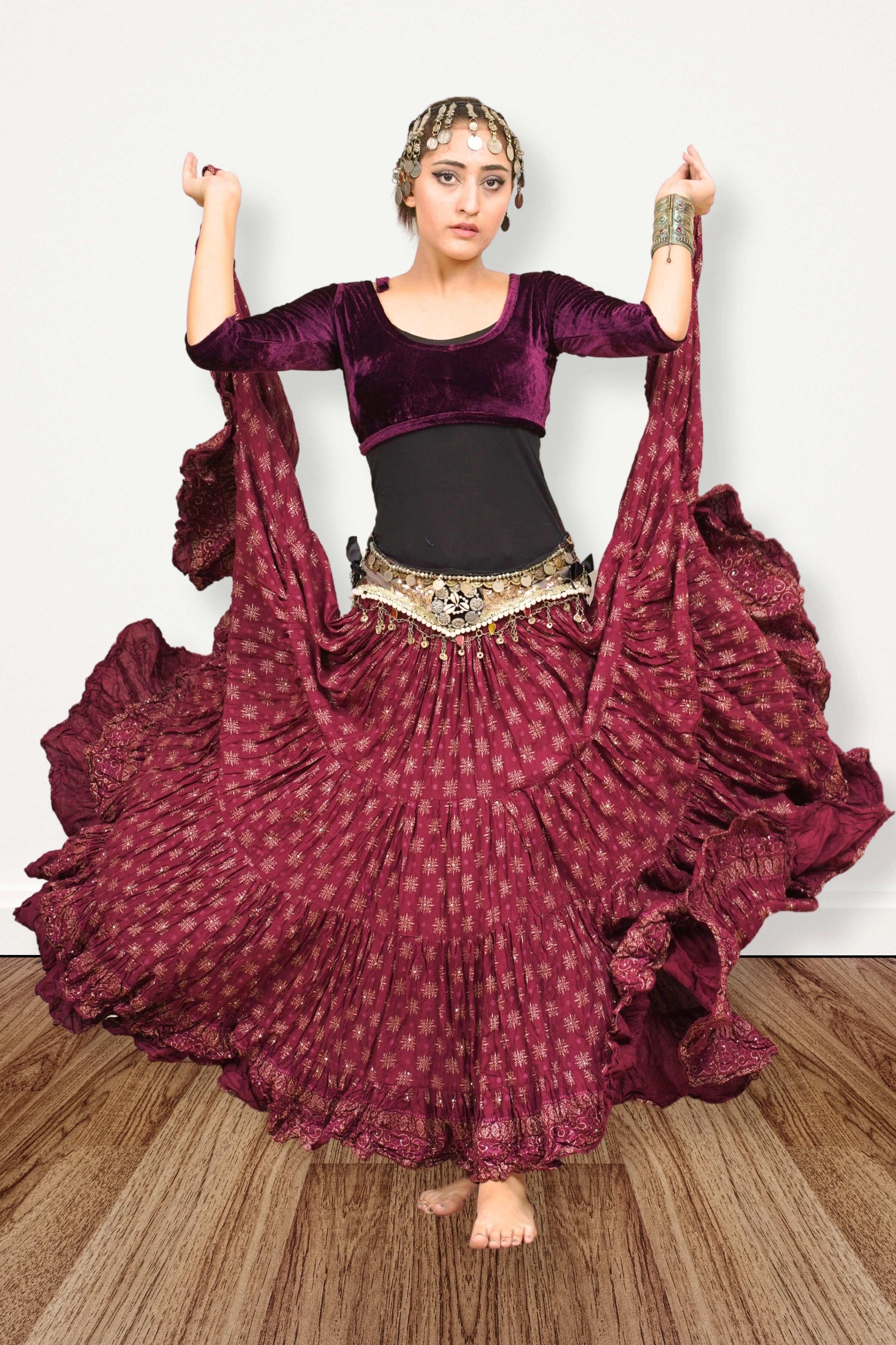Block print skirt Burgundy WLS
