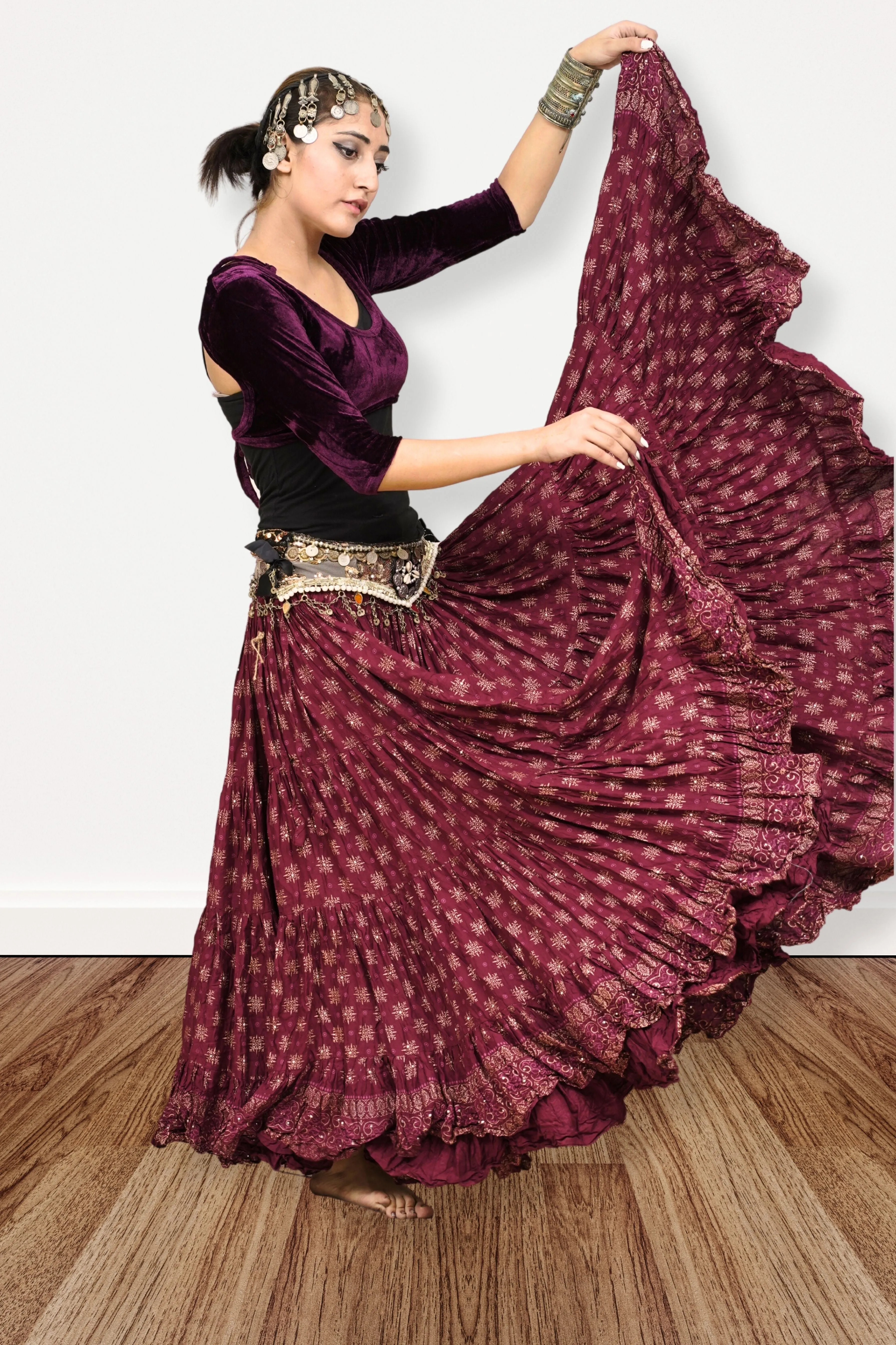 Block print skirt Burgundy WLS