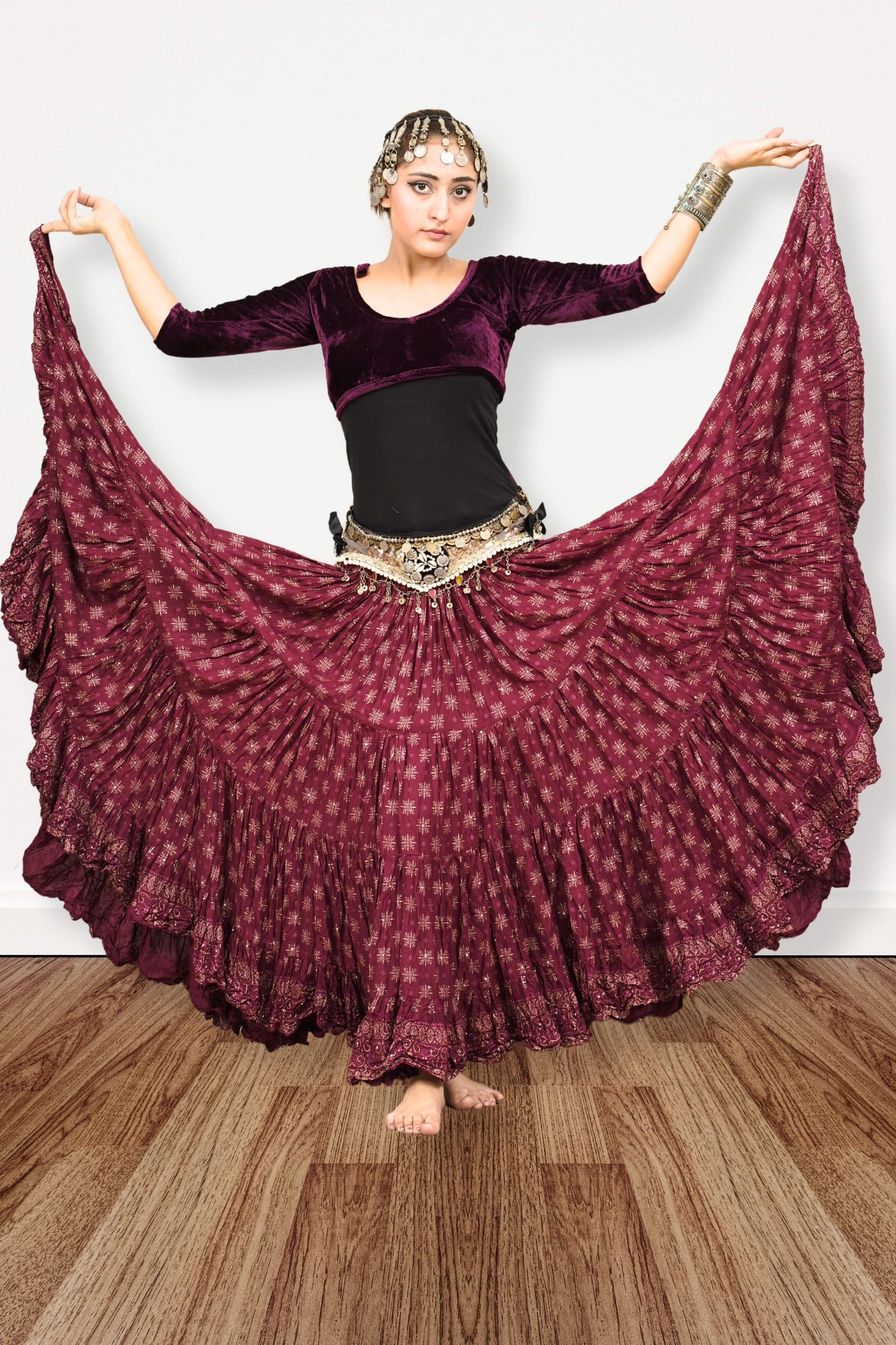 Block print skirt Burgundy WLS