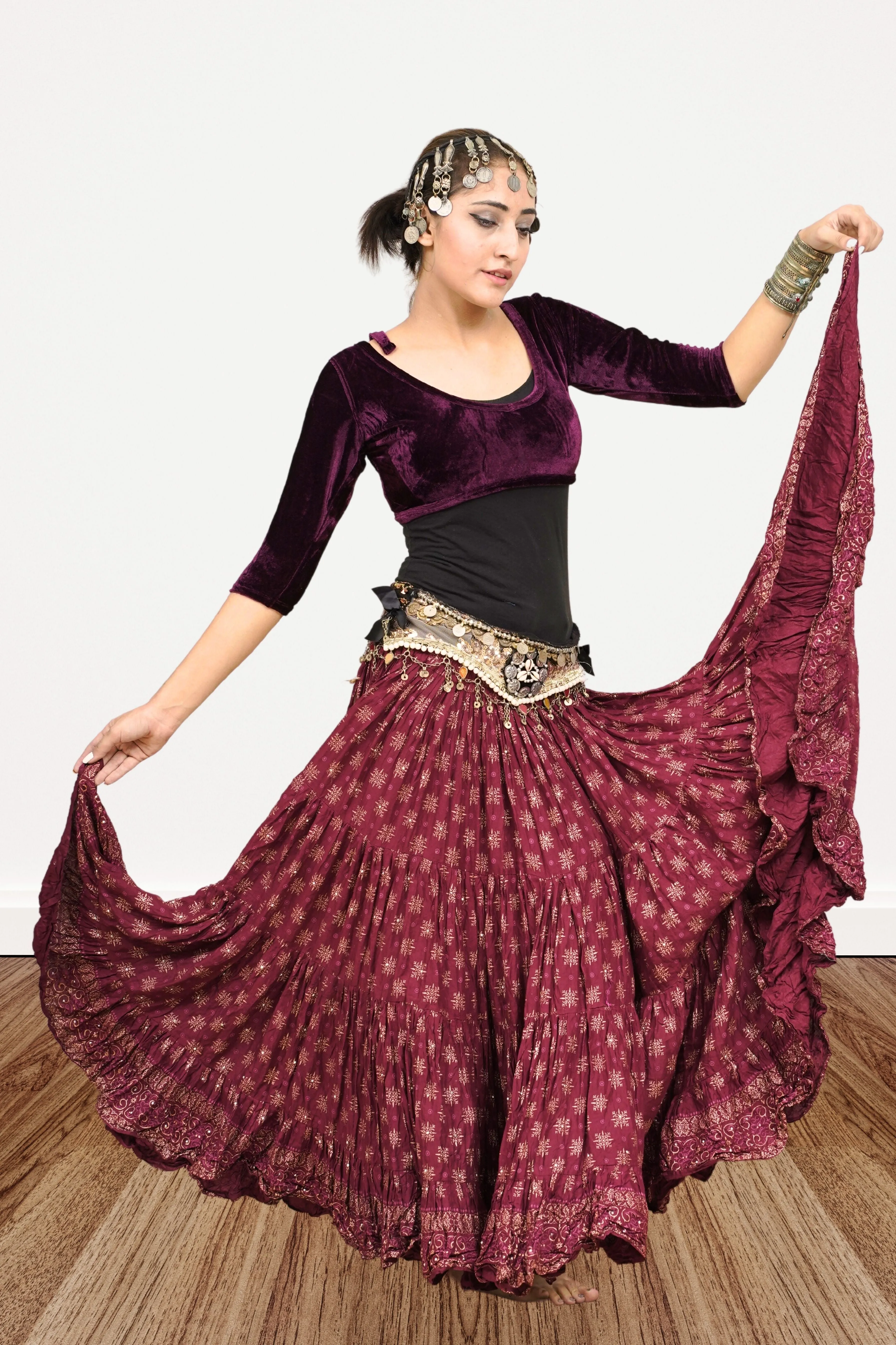 Block print skirt Burgundy WLS