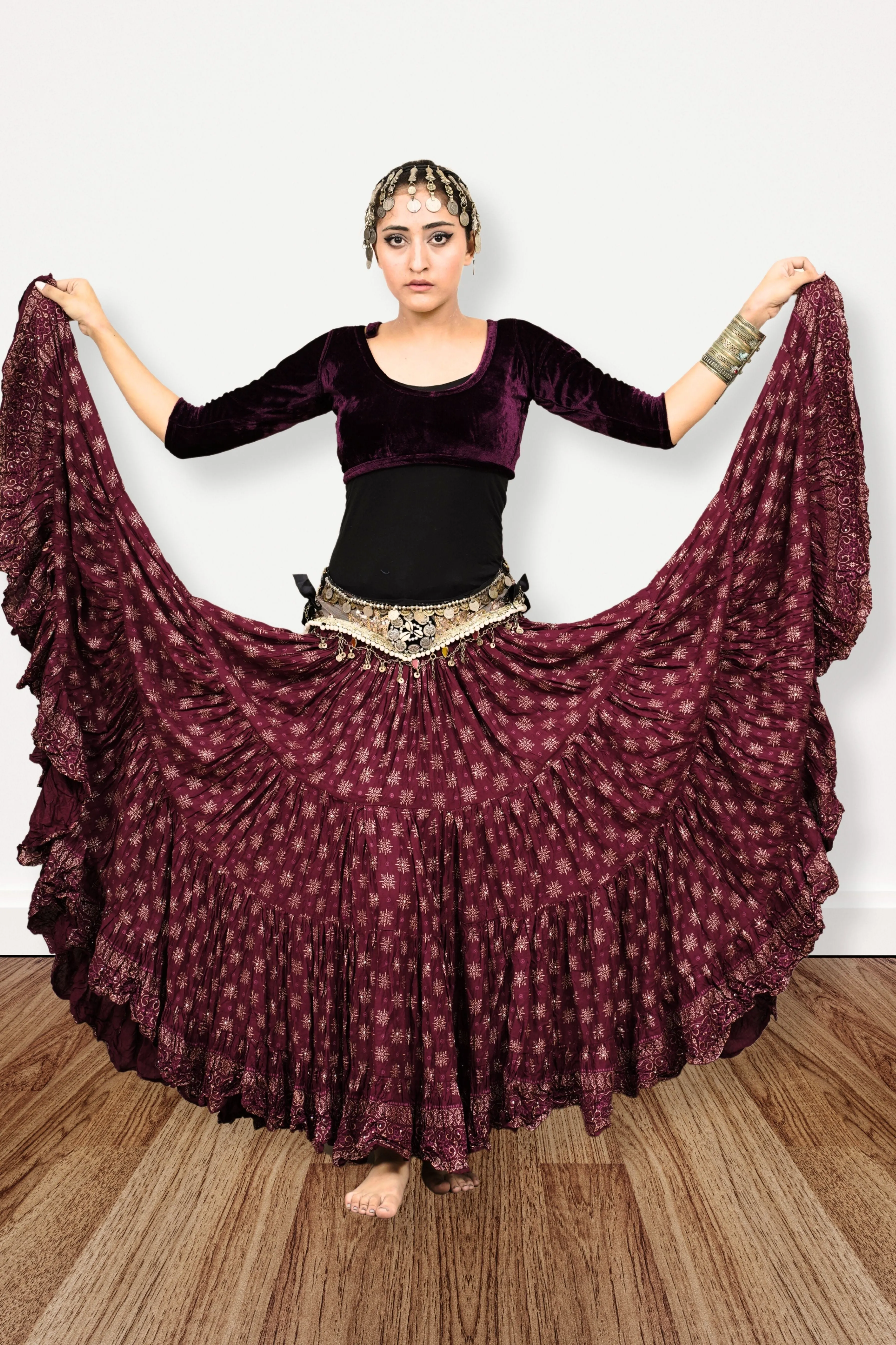 Block print skirt Burgundy WLS