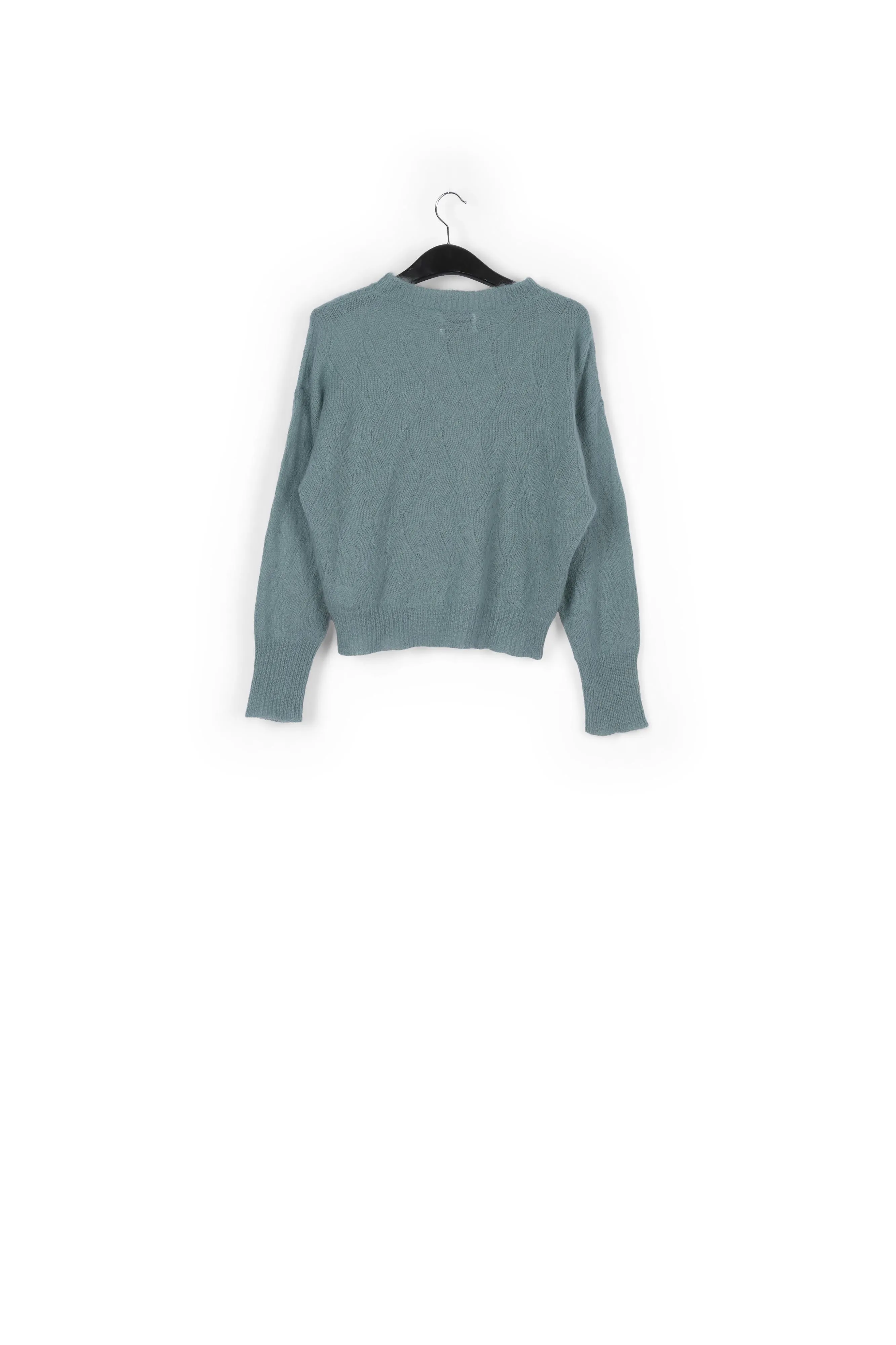 Blue ajour-knitted mohair sweater