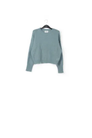 Blue ajour-knitted mohair sweater