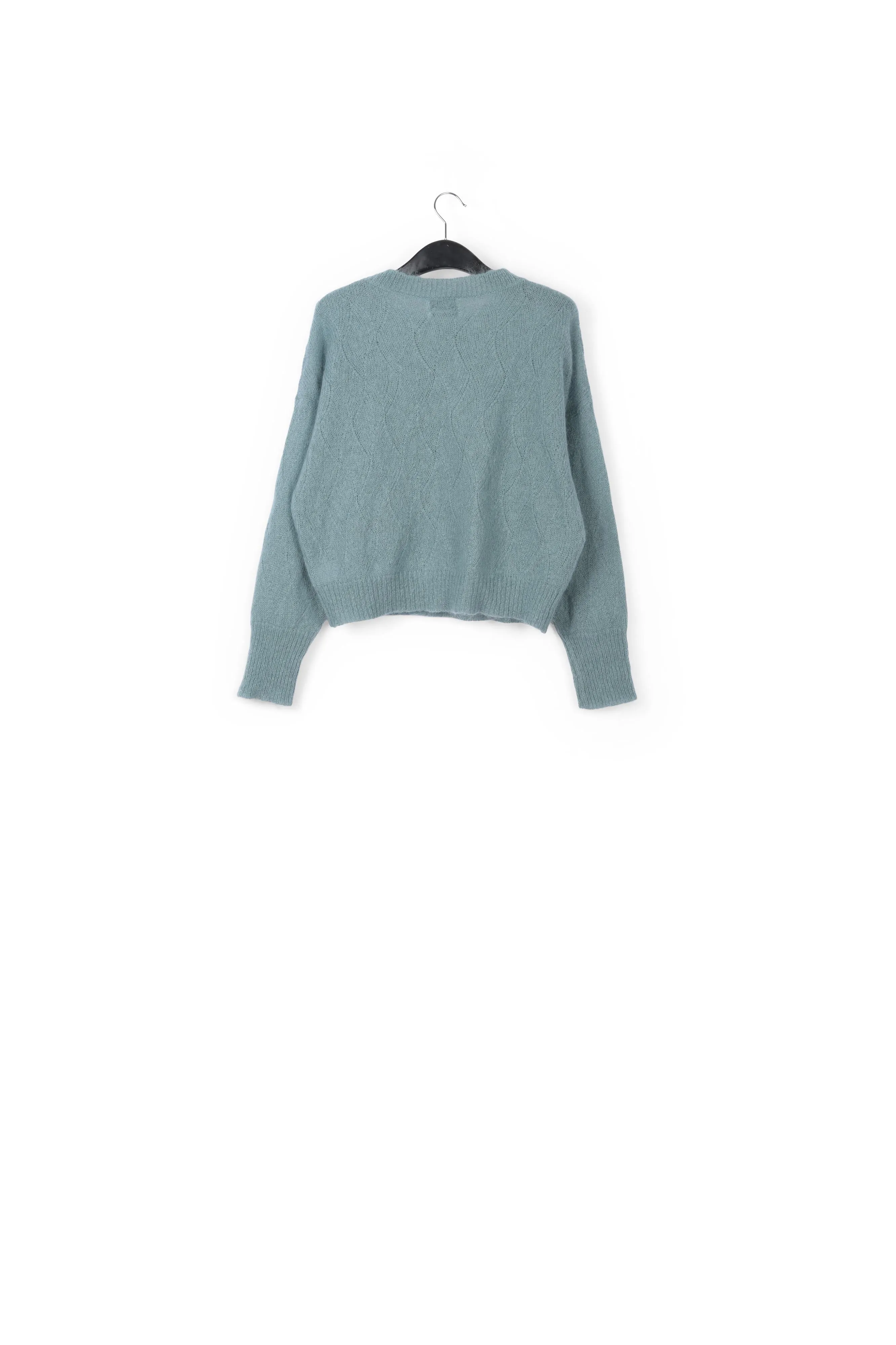 Blue ajour-knitted mohair sweater