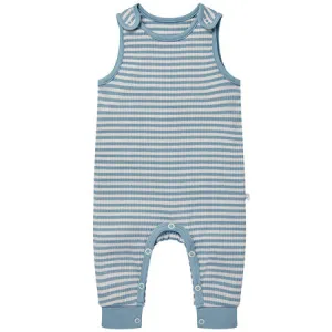 Blue Stripe Ribbed Dungarees