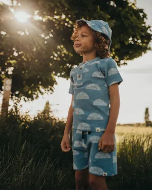 Blue Sun Rays Print T-Shirt