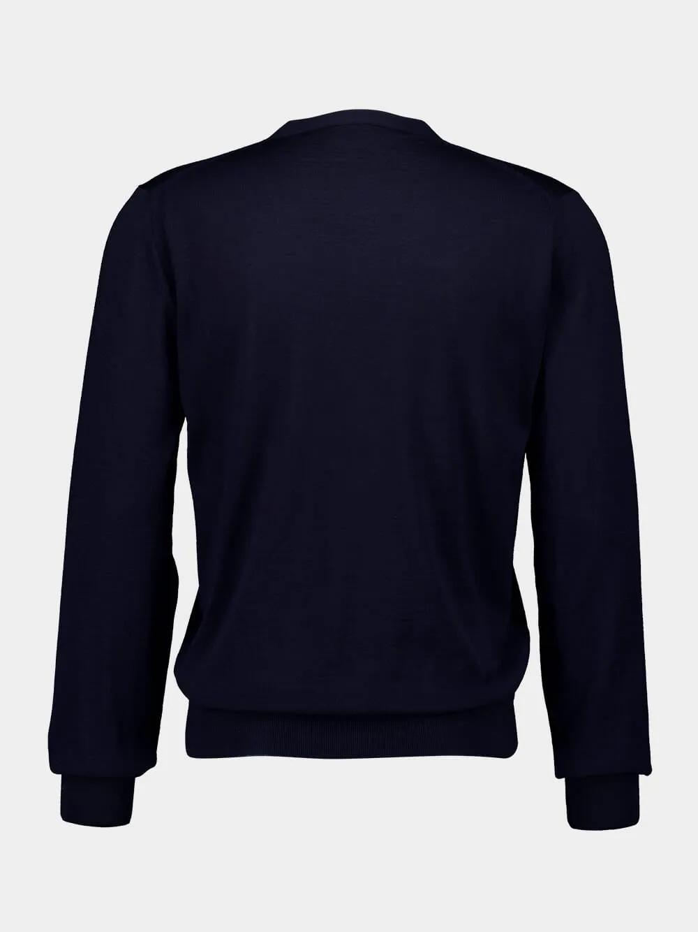 Blue V-neck Wool Cardigan
