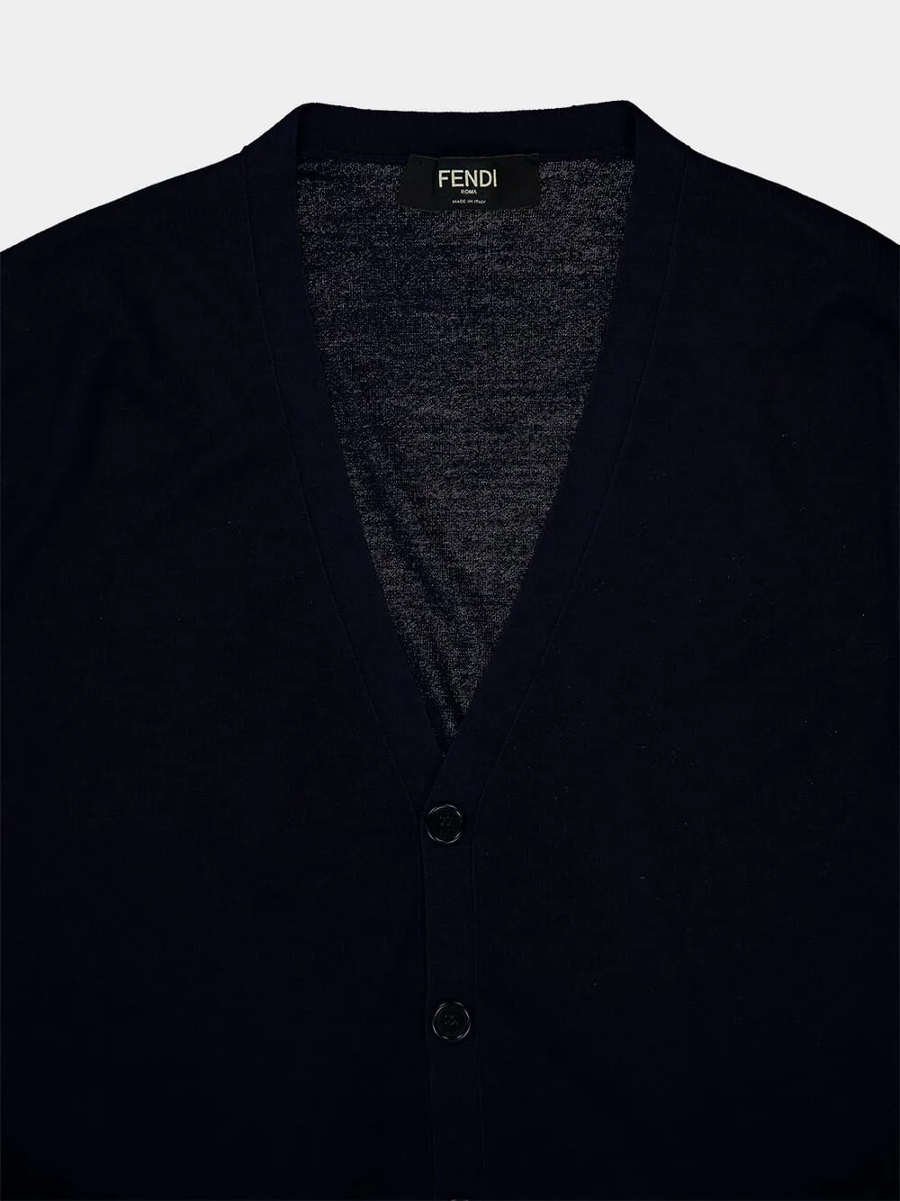 Blue V-neck Wool Cardigan
